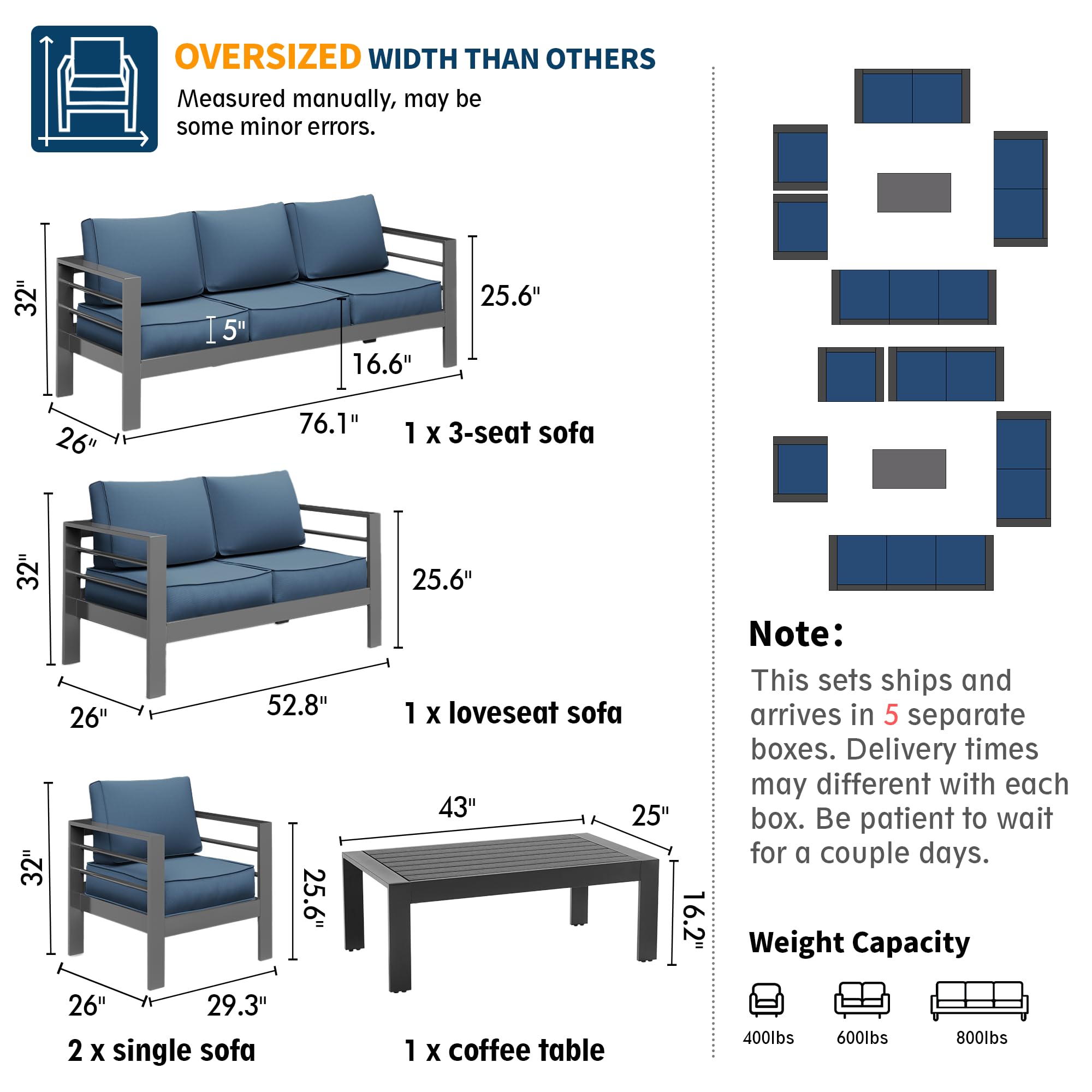 B0D6RNHJVQ Aluminum Patio Furniture Set