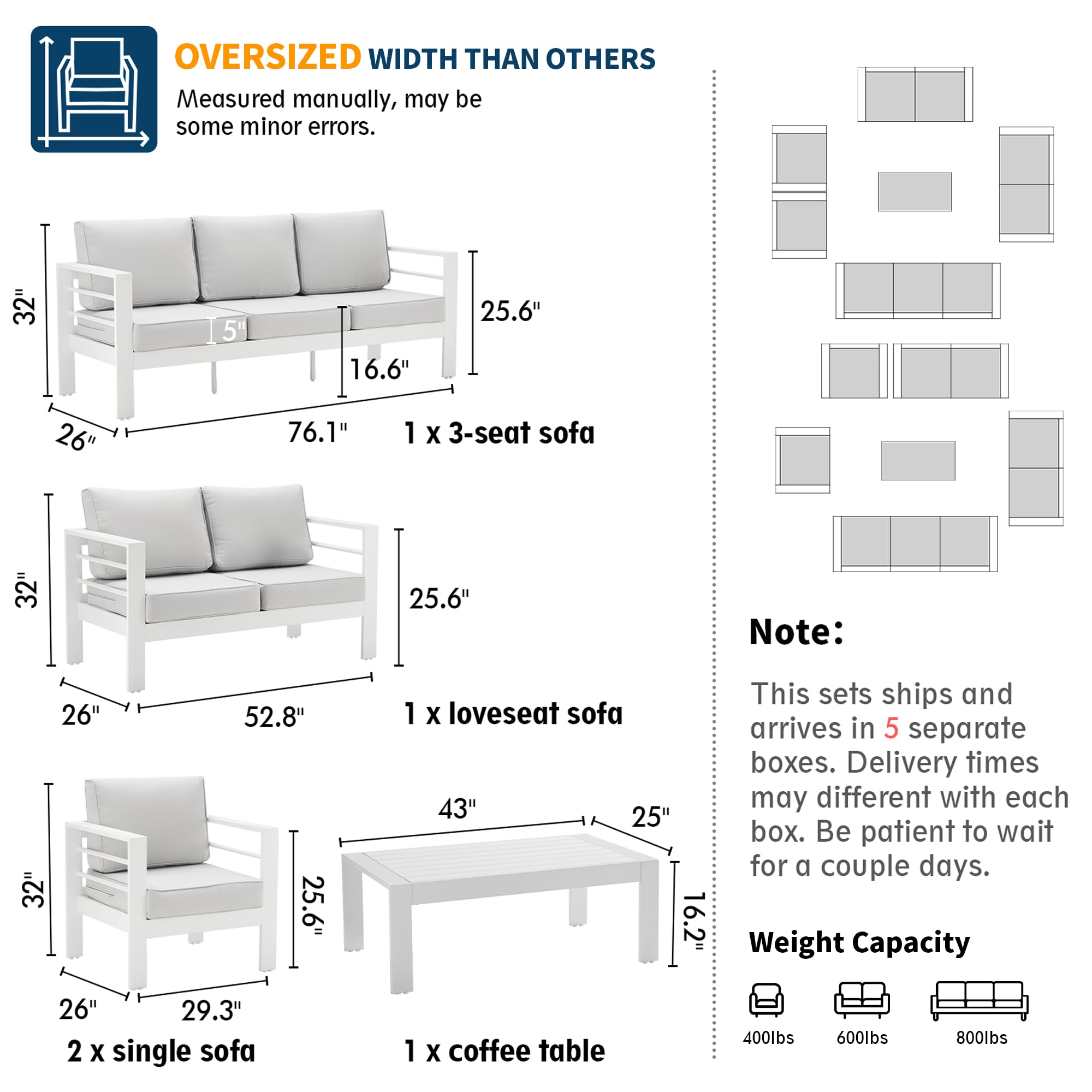 B0D6RNHJVQ Aluminum Patio Furniture Set