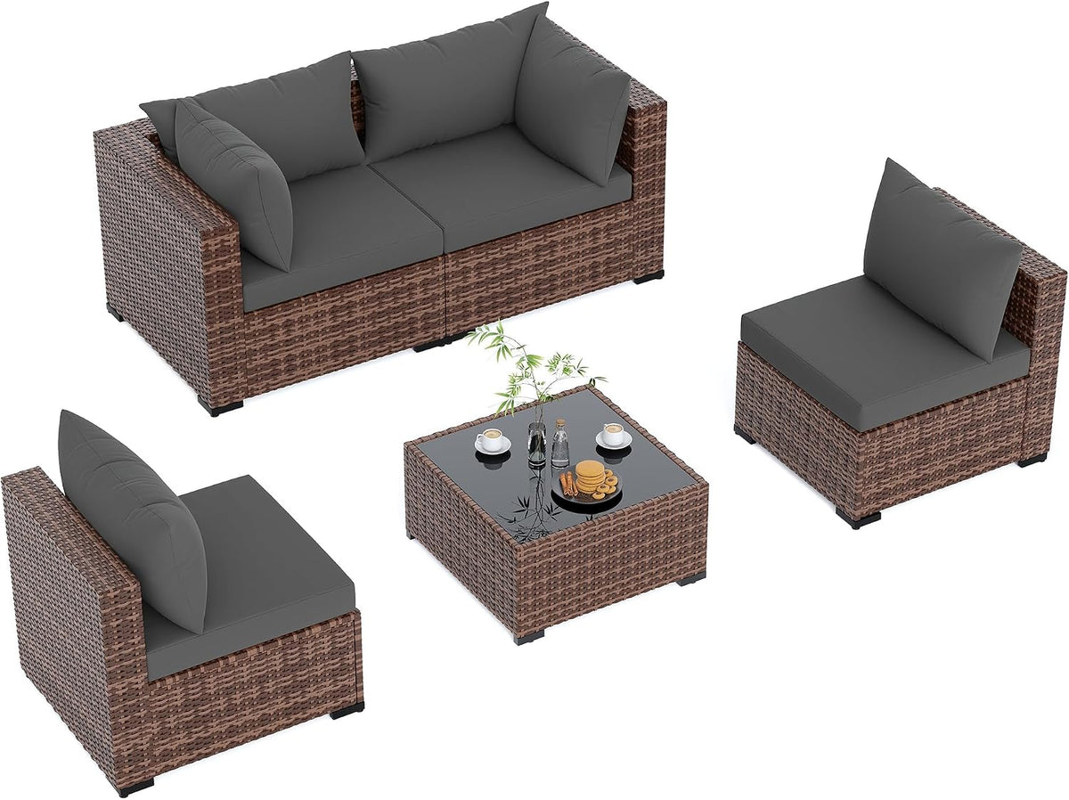 UDPATIO Patio Furniture Set Modular Outdoor Sectional Sofa,Grey