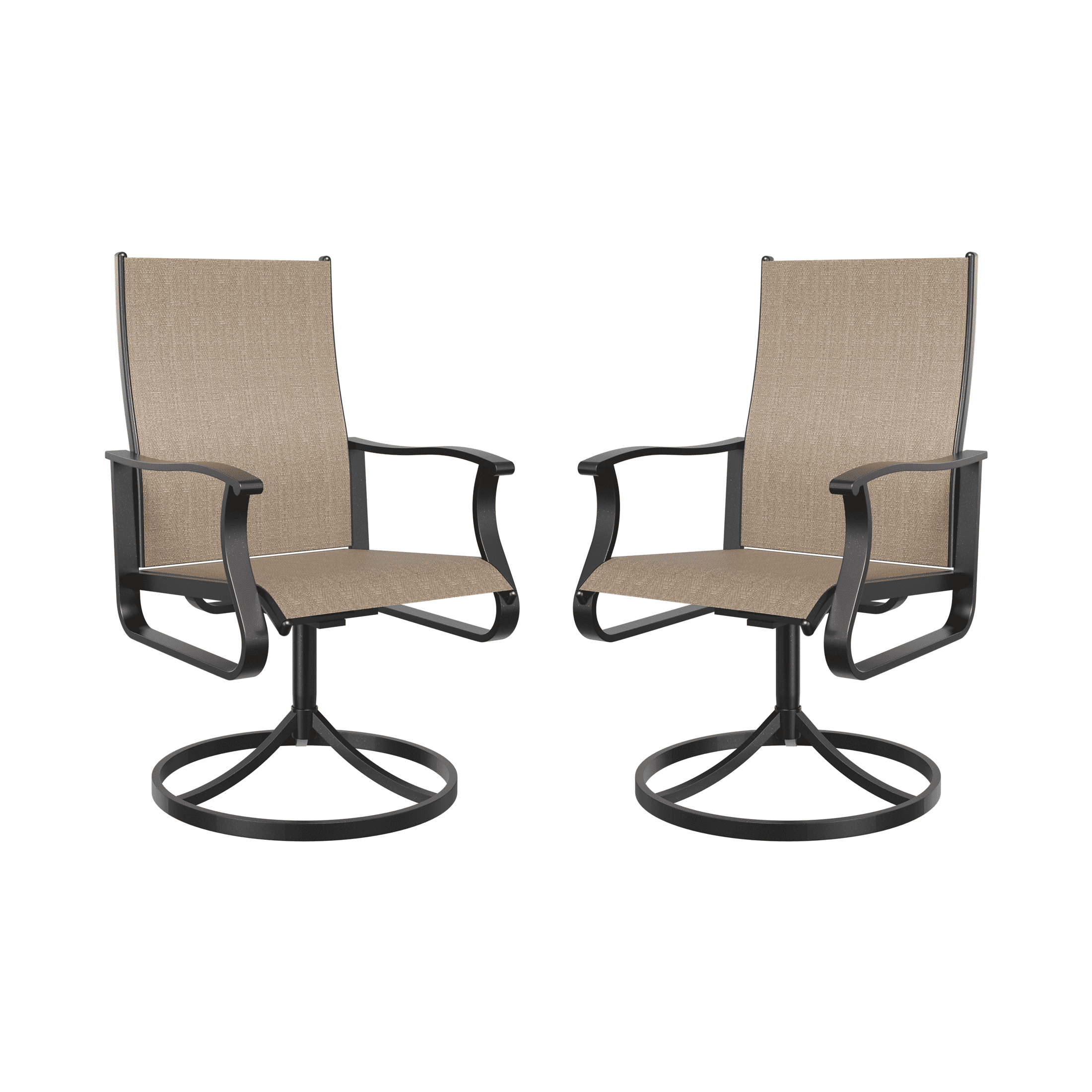 UDPATIO Low Back Outdoor Dining Chair Set of 2, 360¡ãSwivel Patio Chair Outside for Lawn Garden Backyard Deck, Brown