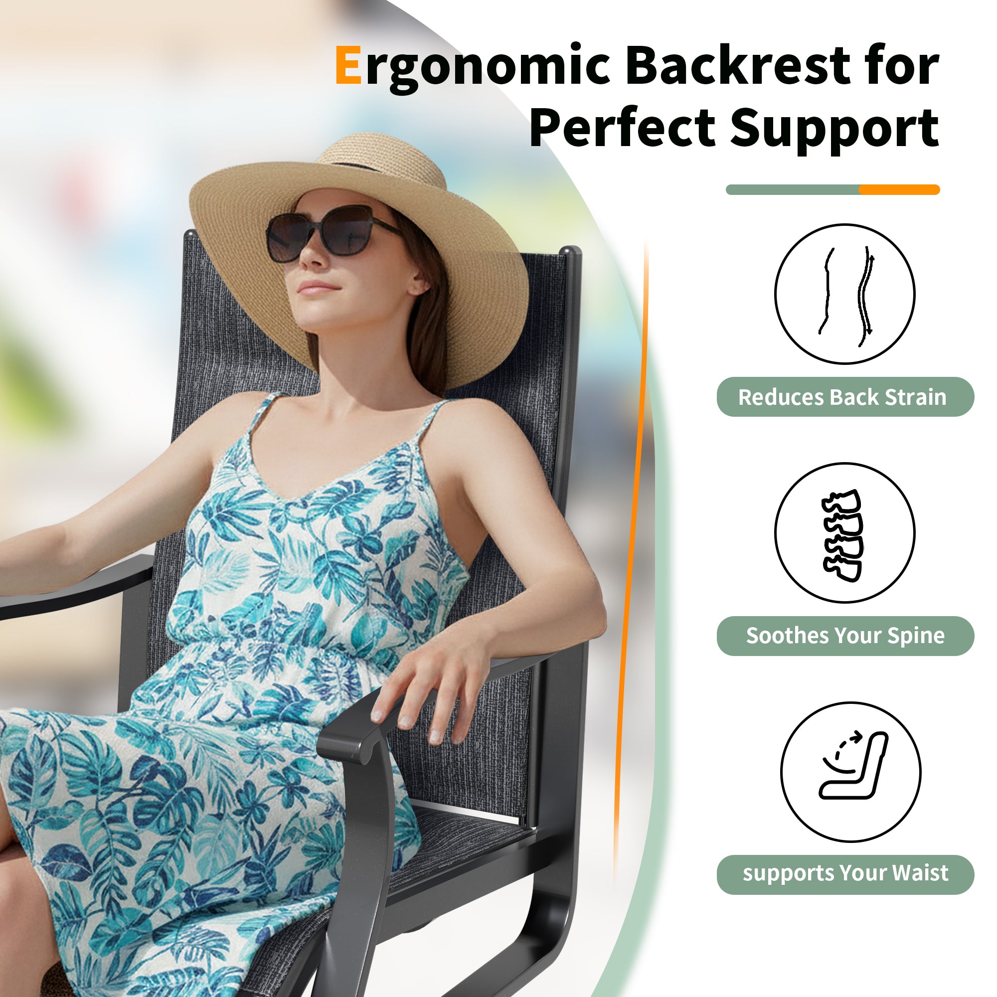 UDPATIO Swivel Patio Chairs Set of 4, Outdoor Swivel Rocker Patio Chairs with High Back, All Weather Textilene & Metal Frame for Backyard, Lawn, Porch, Pooside or Garden, Dark Grey