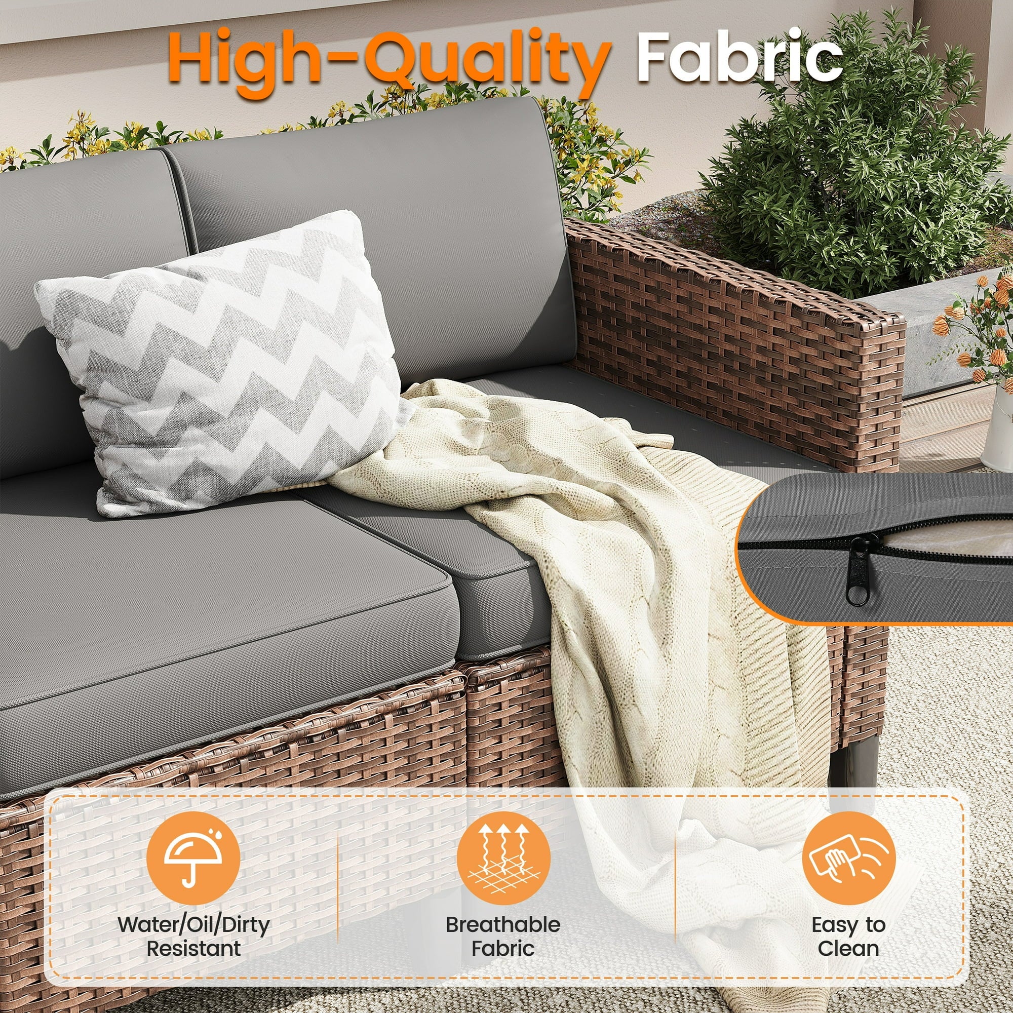 UDPATIO Patio Furniture Set, 7 Pieces Outdoor Furniture Sets with Rocking Swivel Chairs, Wicker Rattan Outdoor Conversation Set with Storage Table and Waterproof Covers for Backyard, Deck, Porch