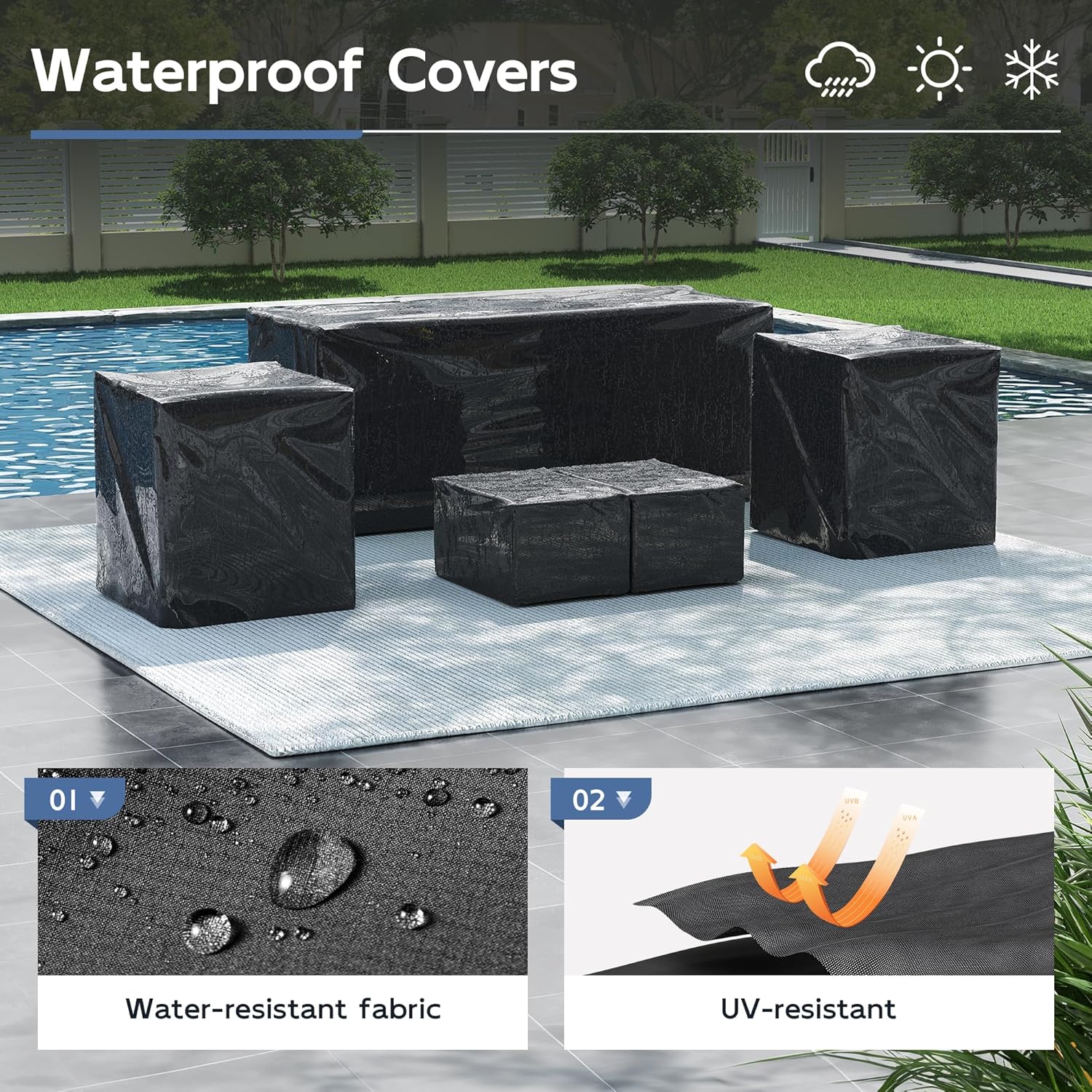 UDPATIO Aluminum Outdoor Patio Furniture Set with Coffee Table, 4-Piece Modern Patio Sectional furniture set, PE Rope Patiio Conversation Set with Thickend Cushions, for Porch/Backyard/Deck, Dark Grey