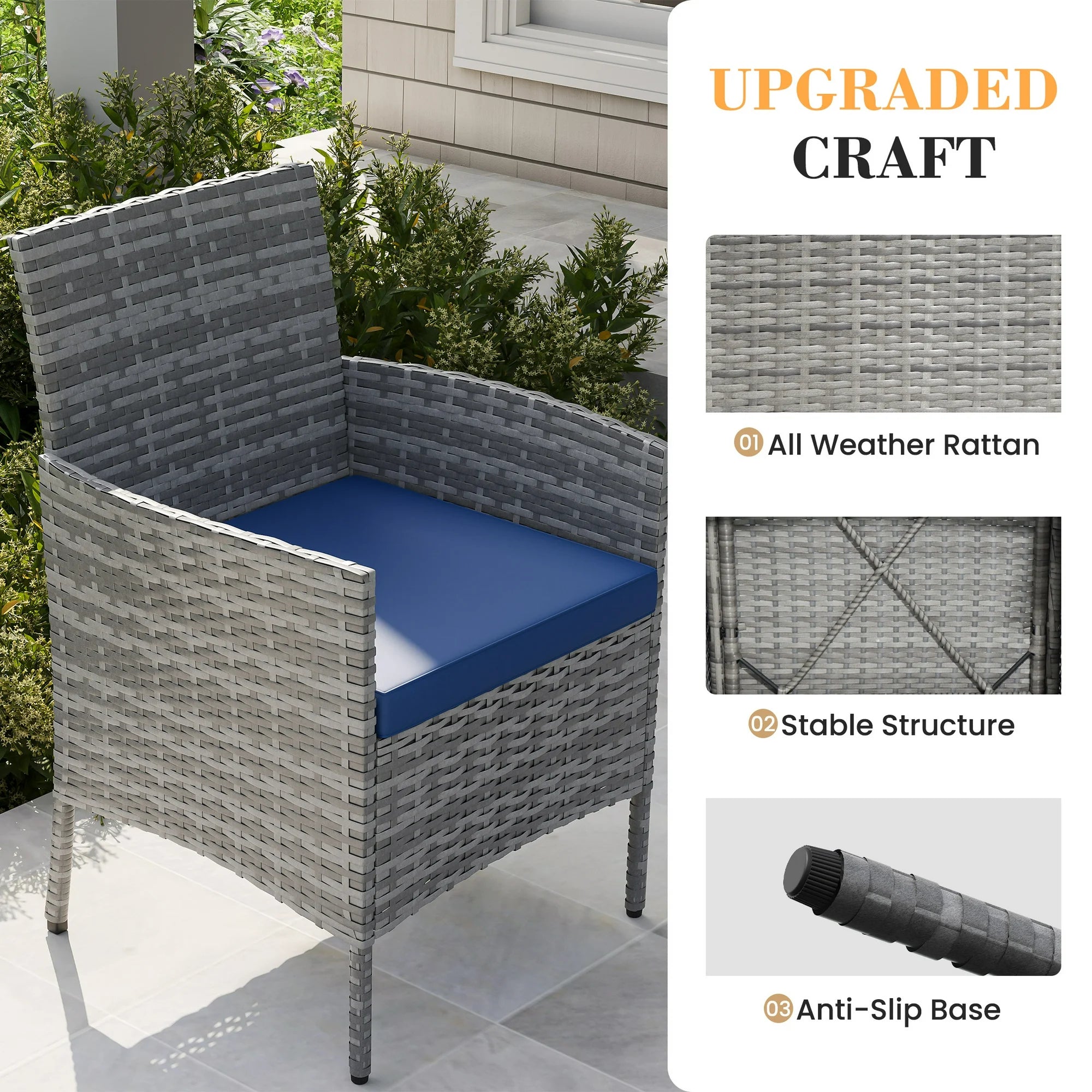 UDPATIO Furniture Set 3 Pieces Patio Rattan Wicker Chairs,Patio Porch Outdoor Furniture Set with Chairs,NA