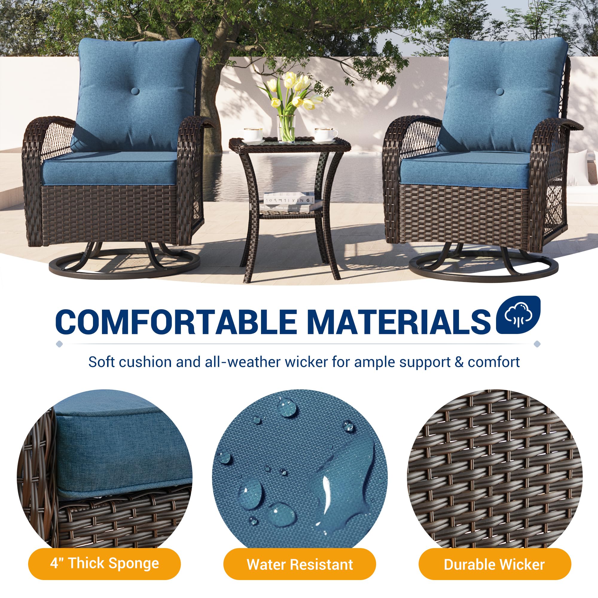 B0C1S3W8JC 3 Pieces Patio Furniture Set