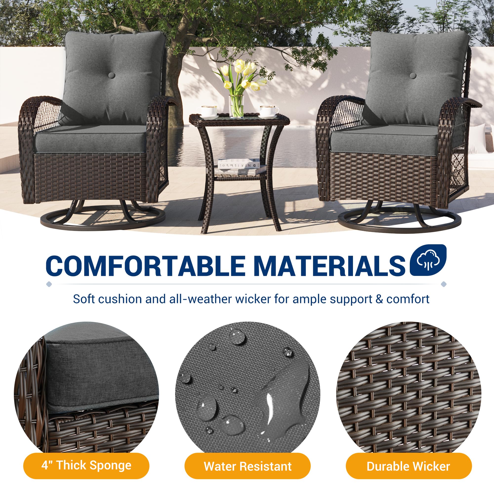 B0C1S3W8JC 3 Pieces Patio Furniture Set