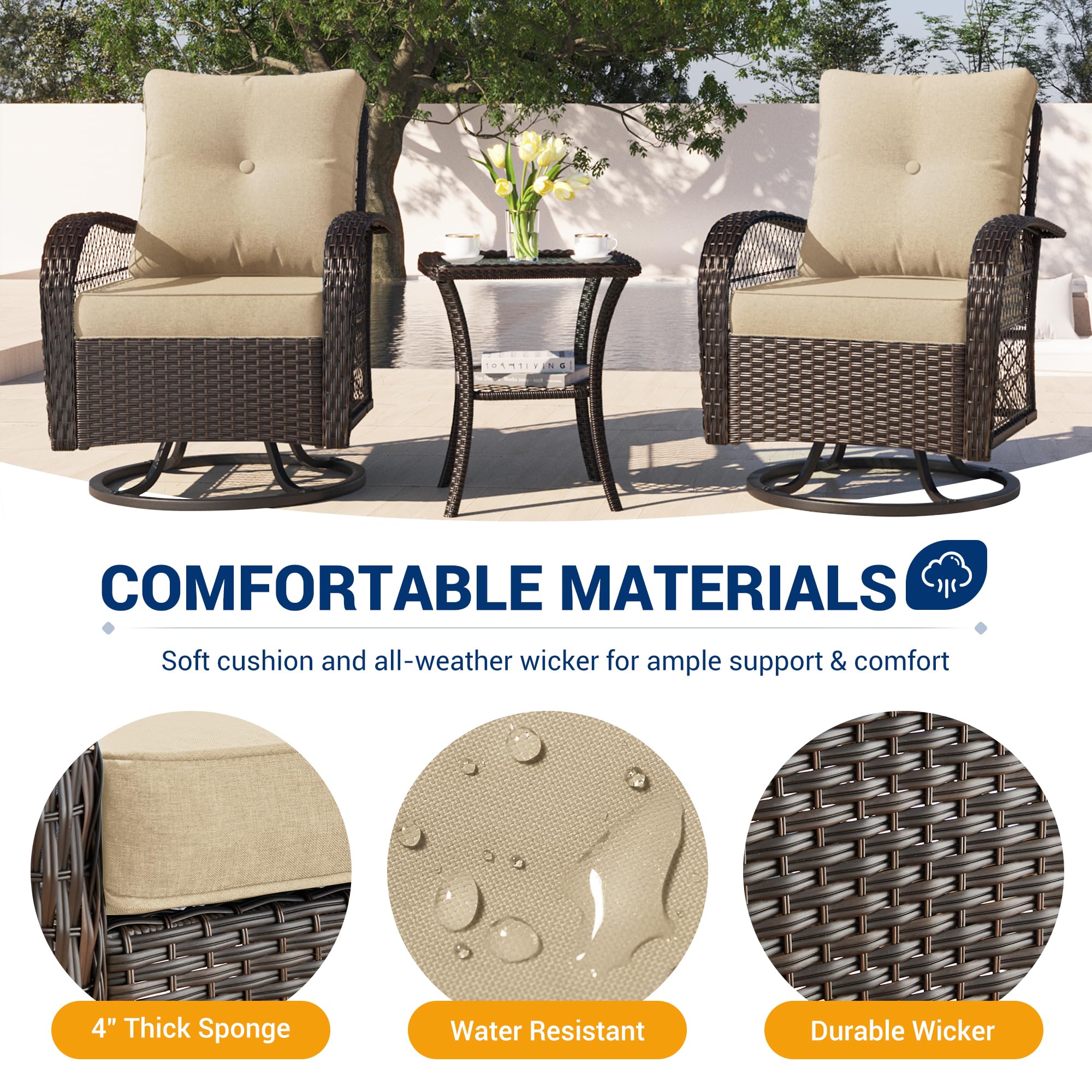 B0C1S3W8JC 3 Pieces Patio Furniture Set