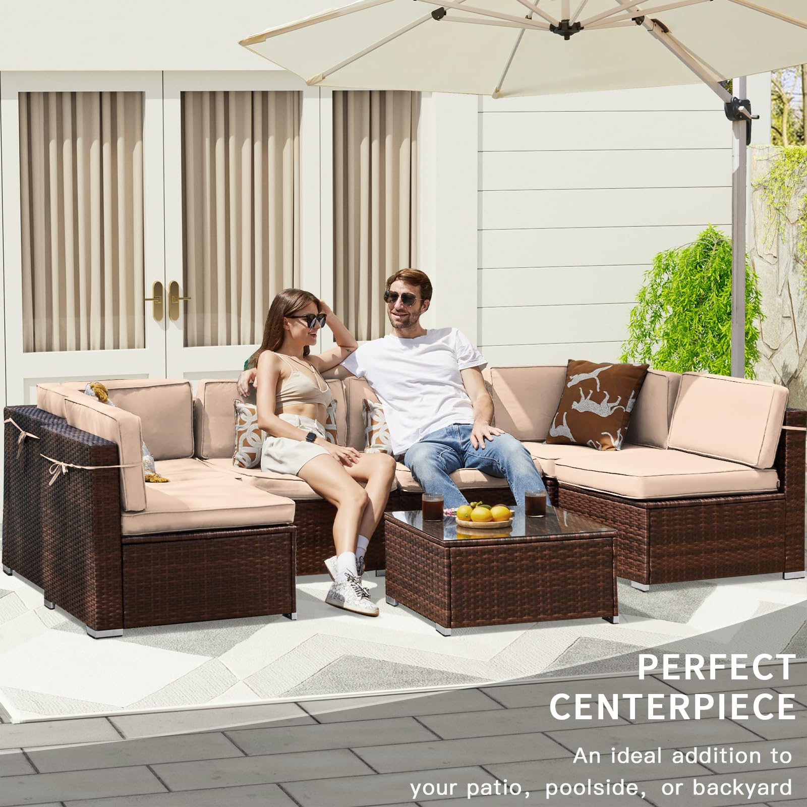 8 Piece Patio Furniture Sets with Gas Fire Pit Table