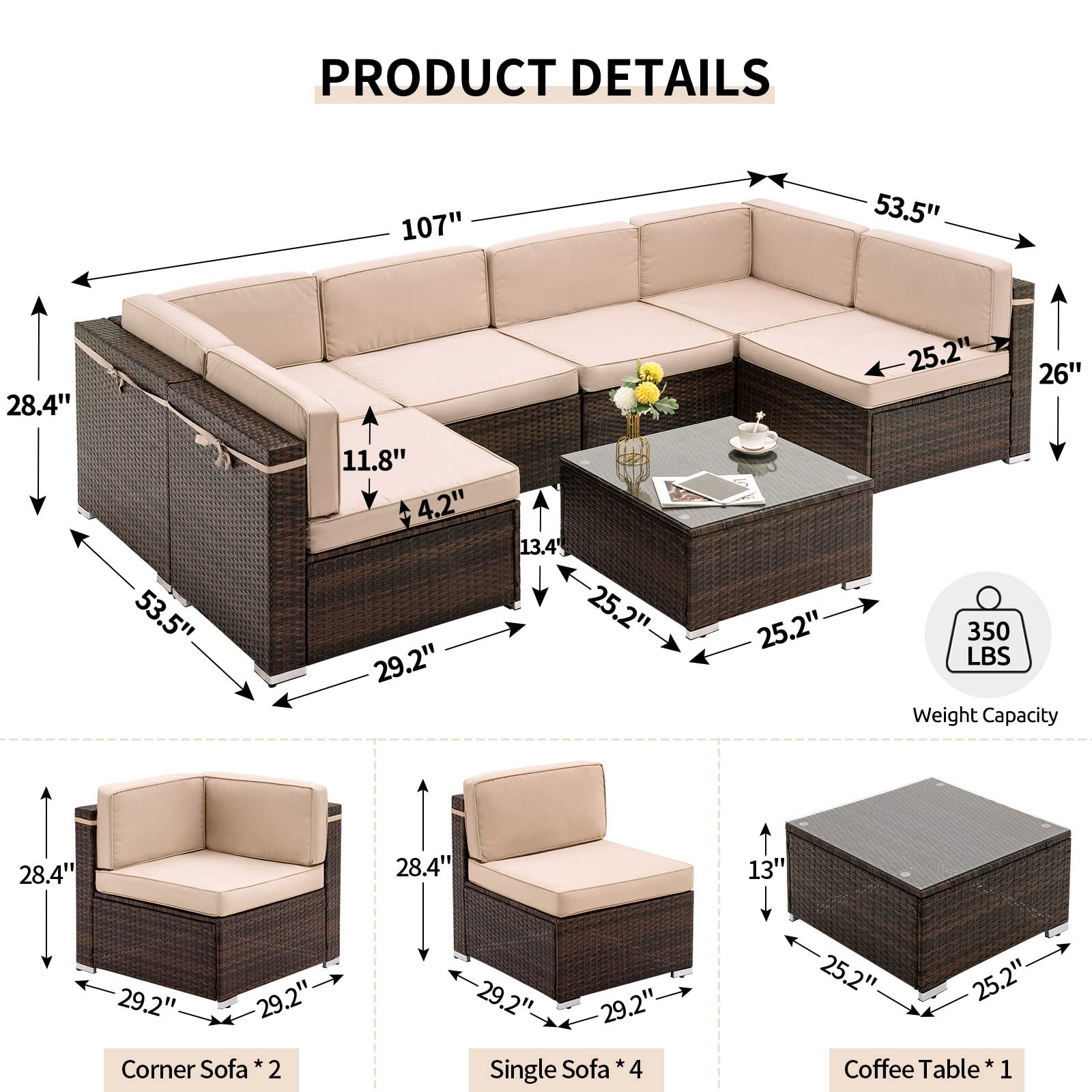 8 Piece Patio Furniture Sets with Gas Fire Pit Table