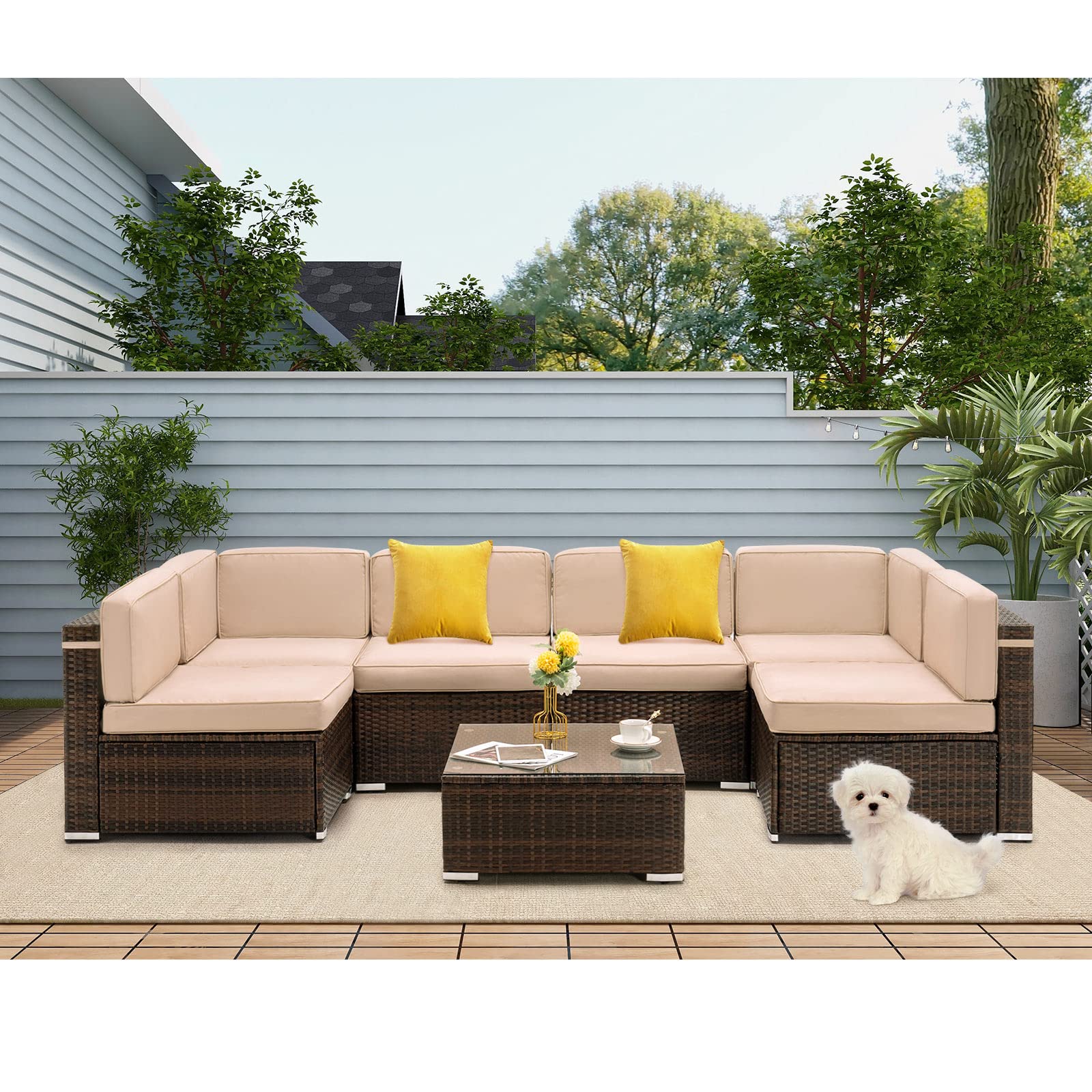 8 Piece Patio Furniture Sets with Gas Fire Pit Table