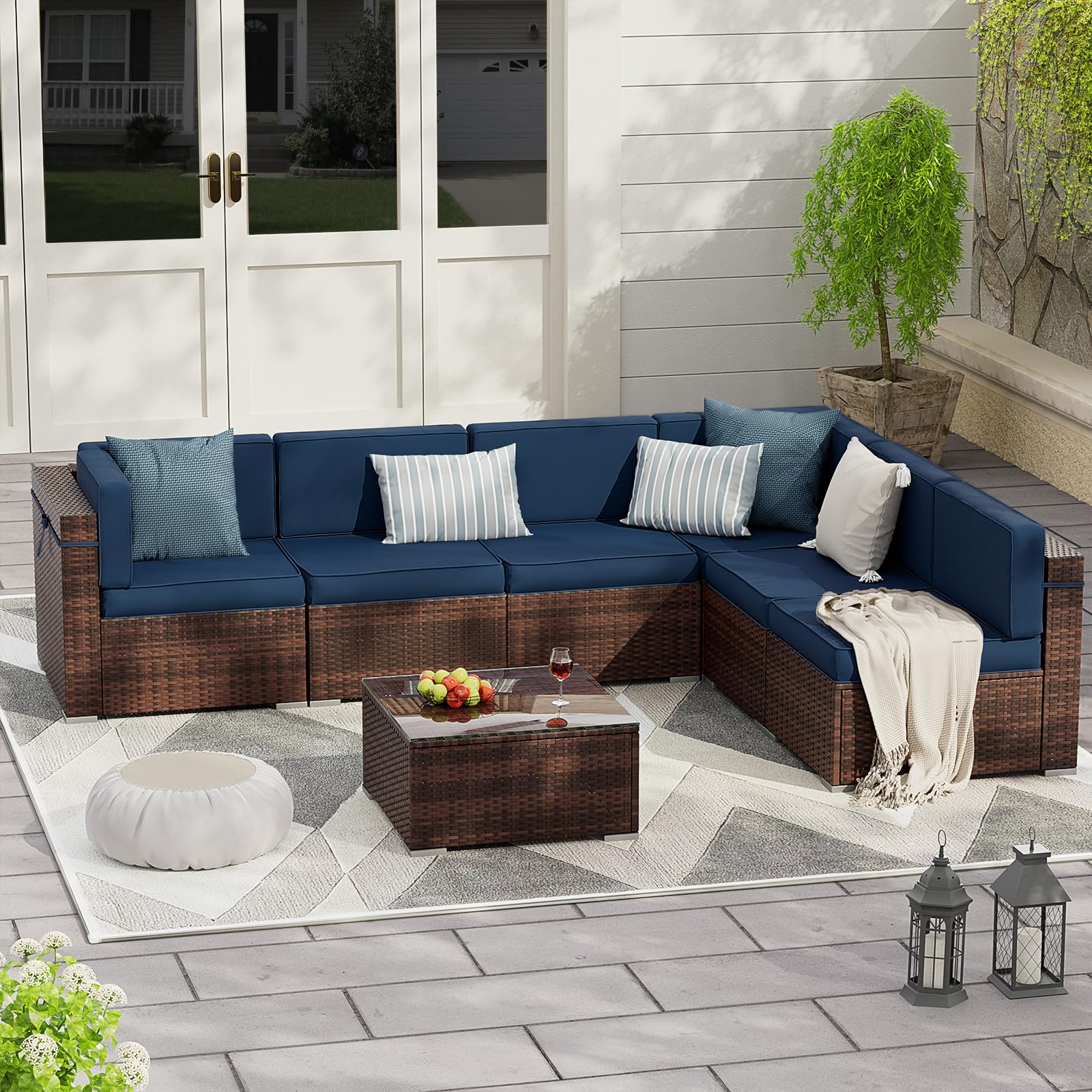 8 Piece Patio Furniture Sets with Gas Fire Pit Table