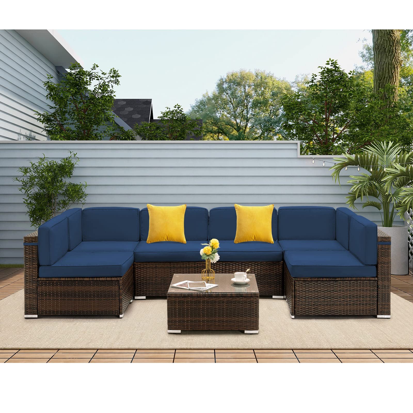 8 Piece Patio Furniture Sets with Gas Fire Pit Table