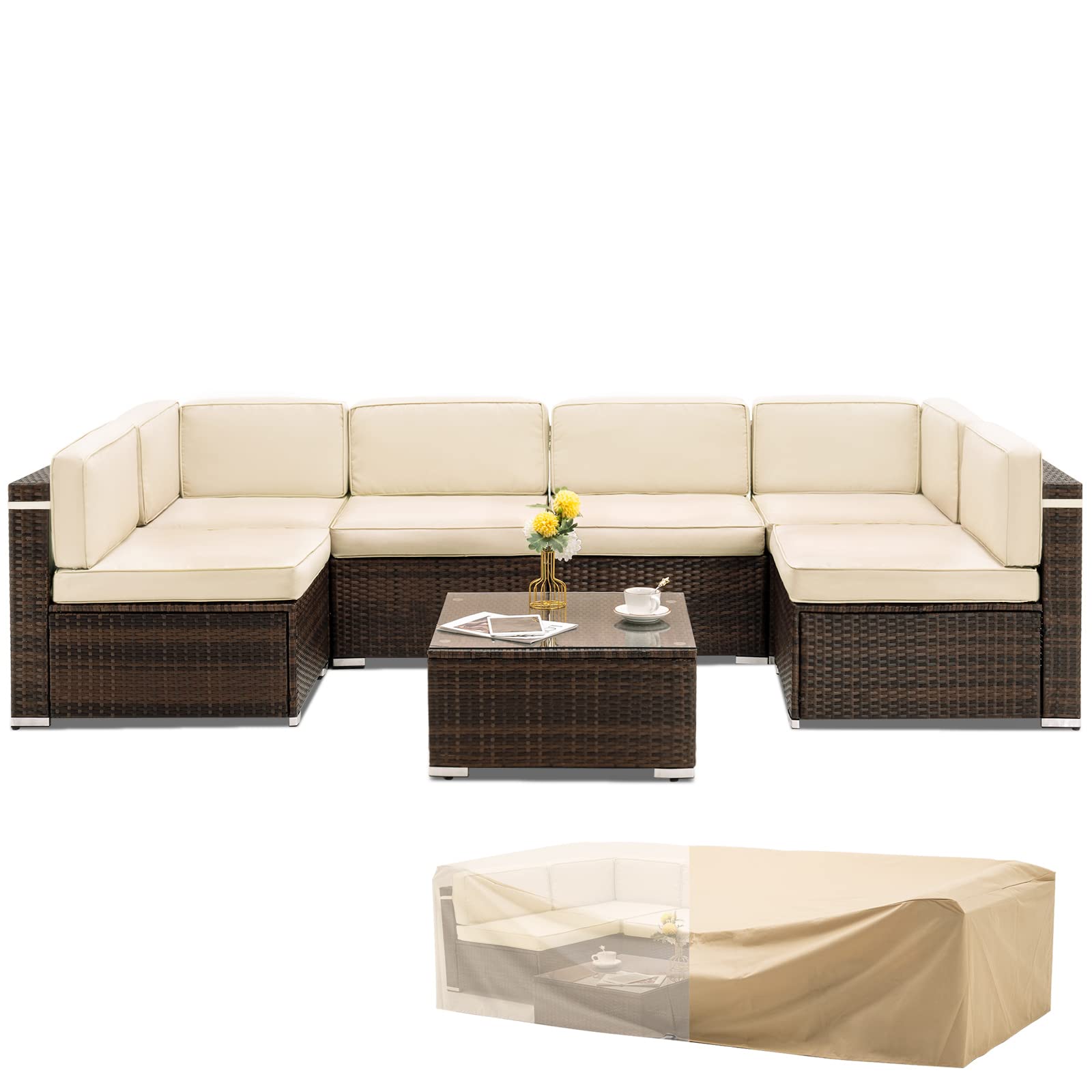 8 Piece Patio Furniture Sets with Gas Fire Pit Table