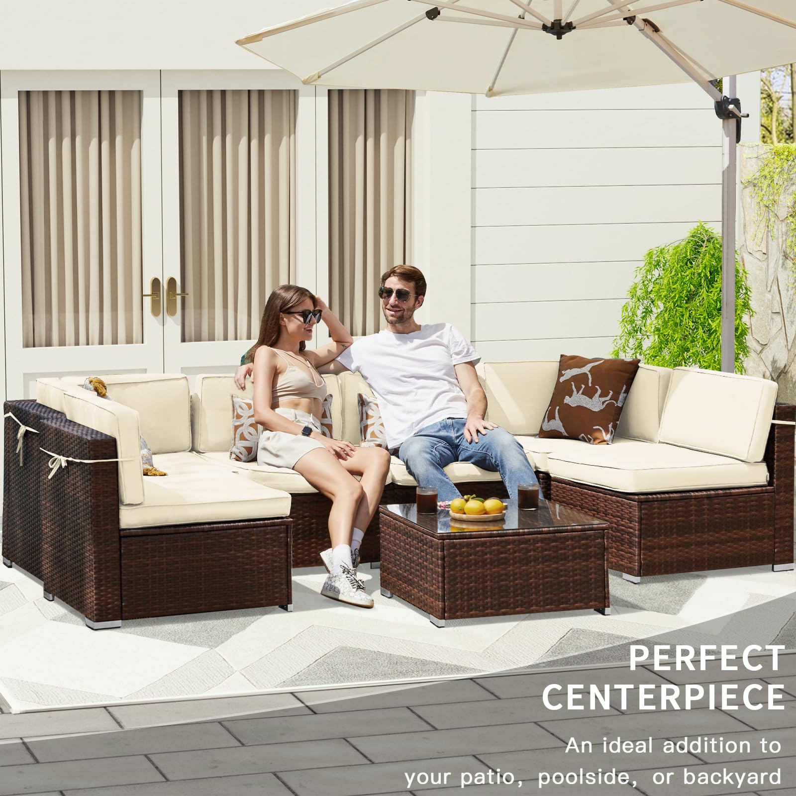 8 Piece Patio Furniture Sets with Gas Fire Pit Table