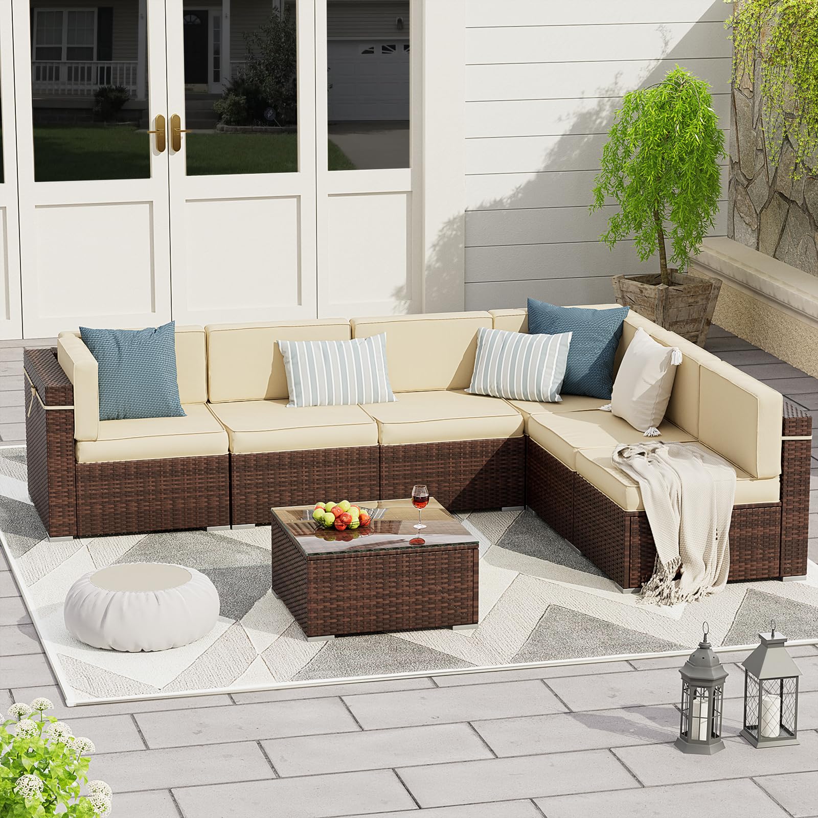 8 Piece Patio Furniture Sets with Gas Fire Pit Table