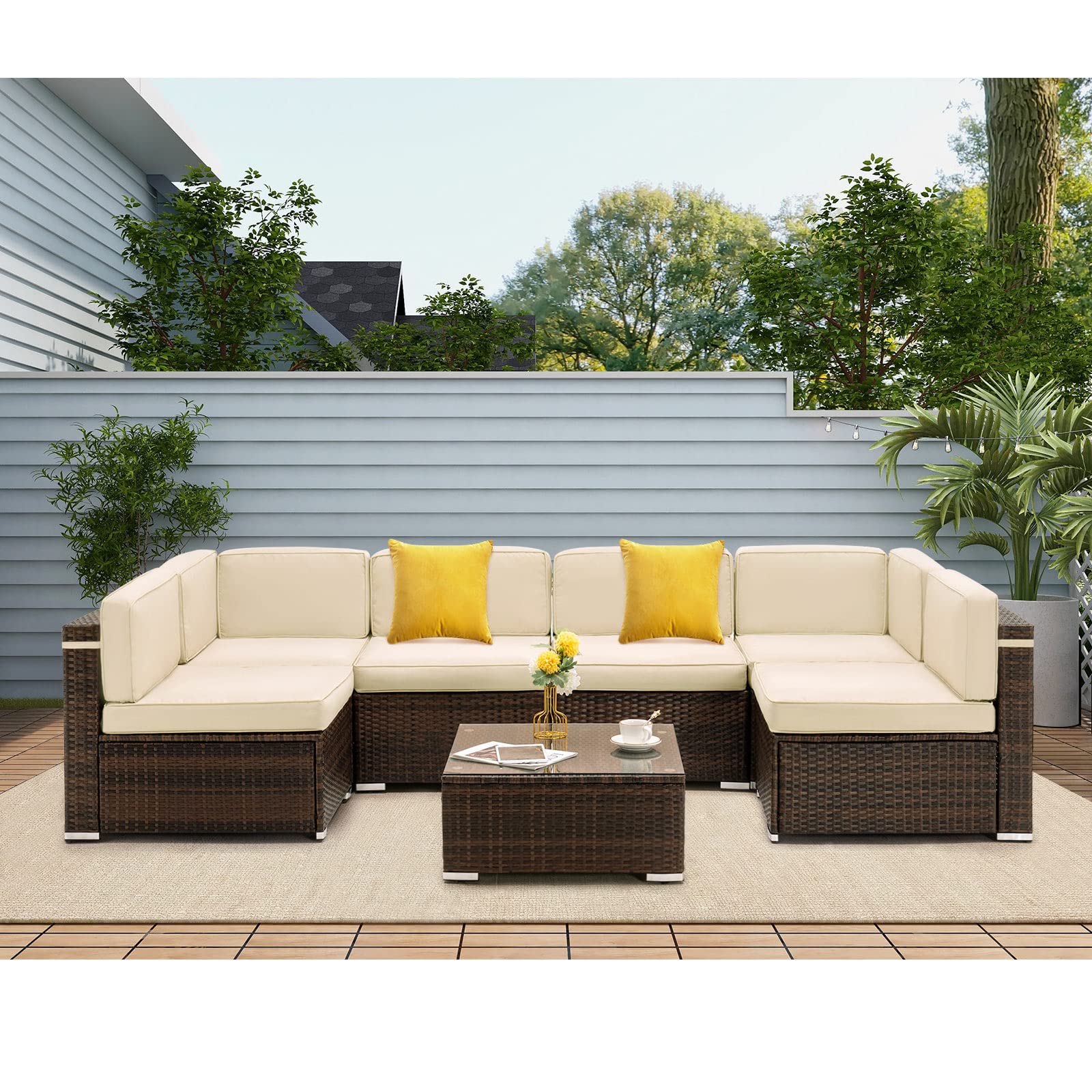 8 Piece Patio Furniture Sets with Gas Fire Pit Table