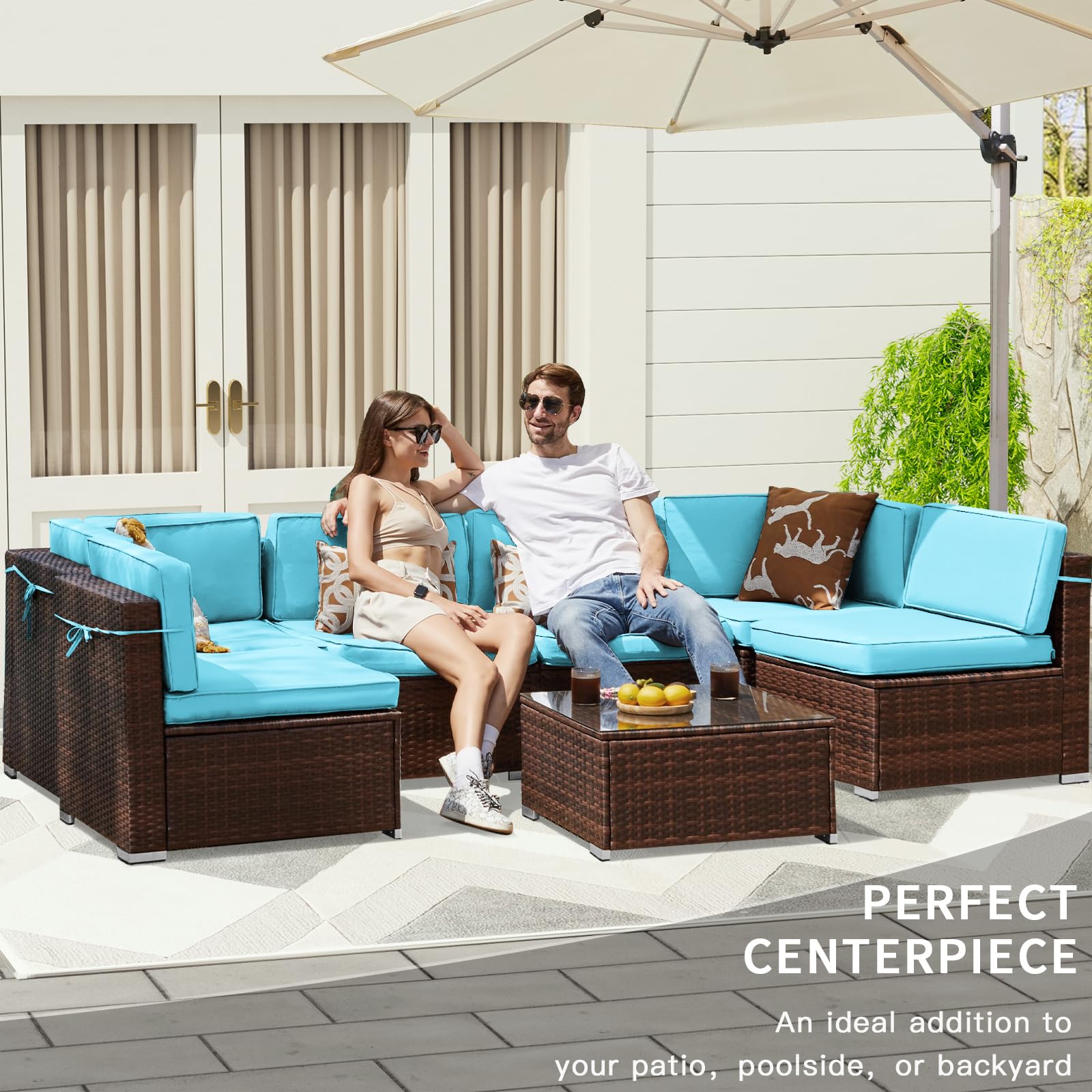 8 Piece Patio Furniture Sets with Gas Fire Pit Table