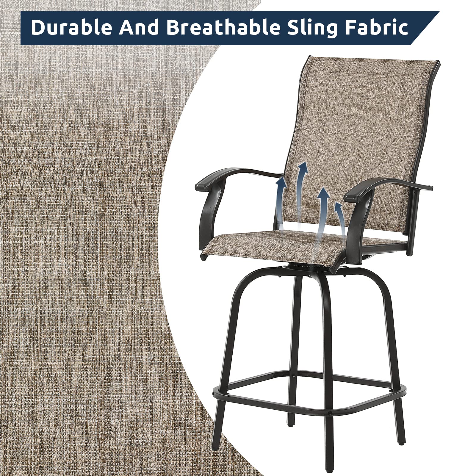 Patio Swivel Bar Stools Set of 3