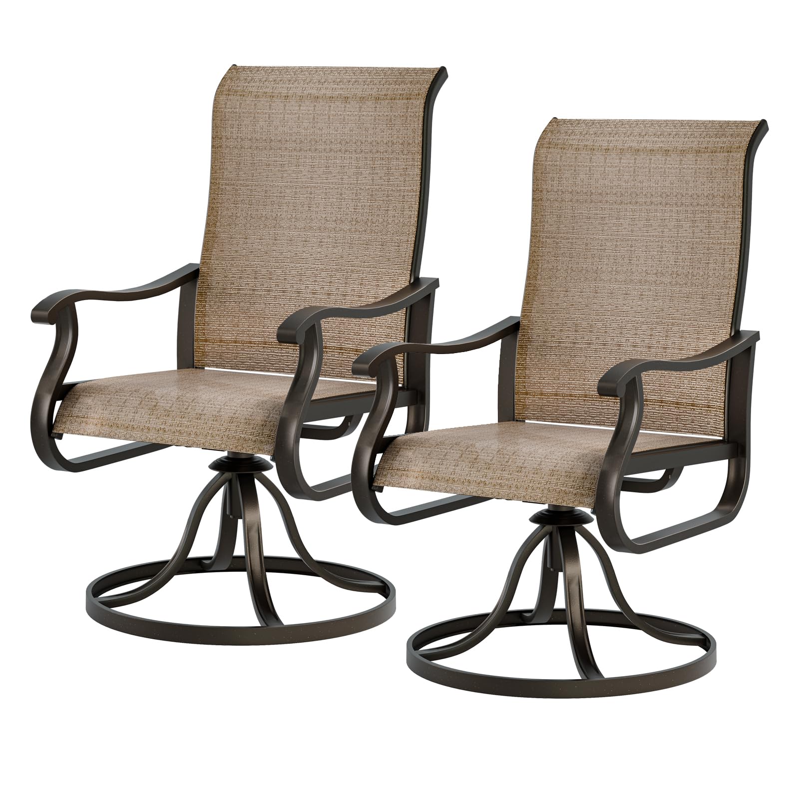 Patio Swivel Dining Chairs Set of 2, Outdoor Dining Chairs High Back