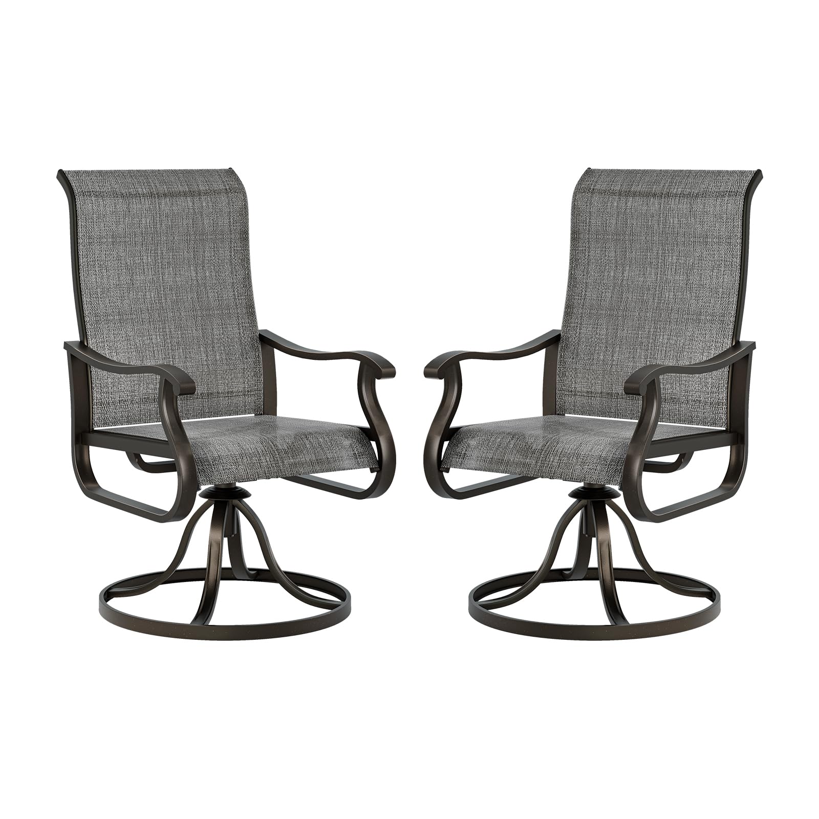 Patio Swivel Dining Chairs Set of 2, Outdoor Dining Chairs High Back