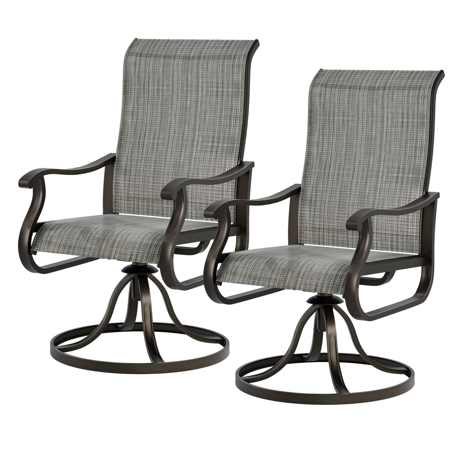 Patio Swivel Dining Chairs Set of 2, Outdoor Dining Chairs High Back