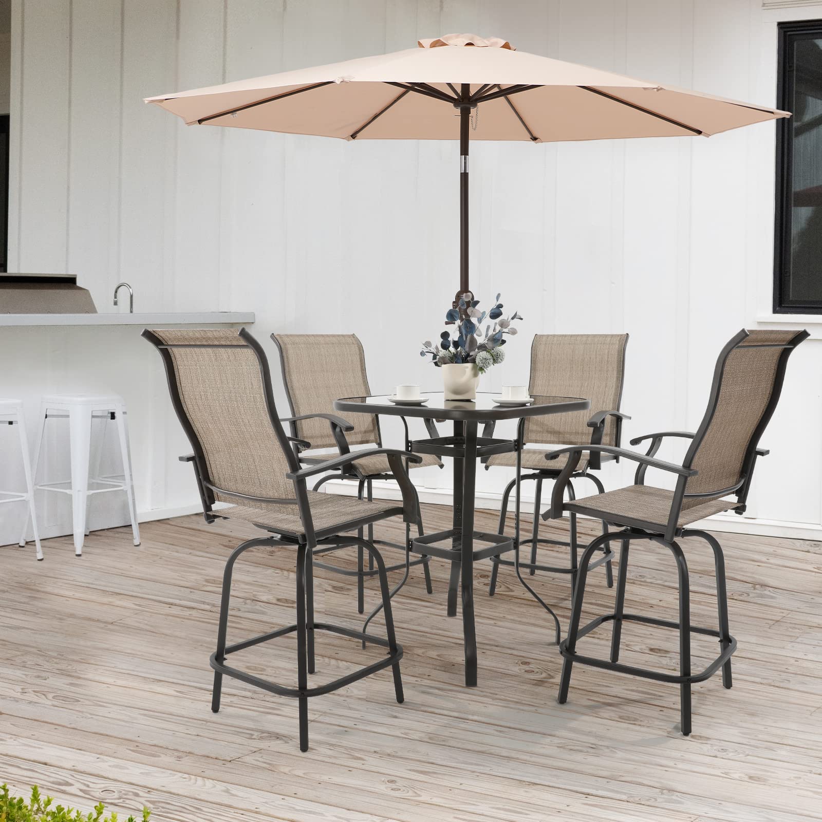 Patio Swivel Bar Stools Set of 3