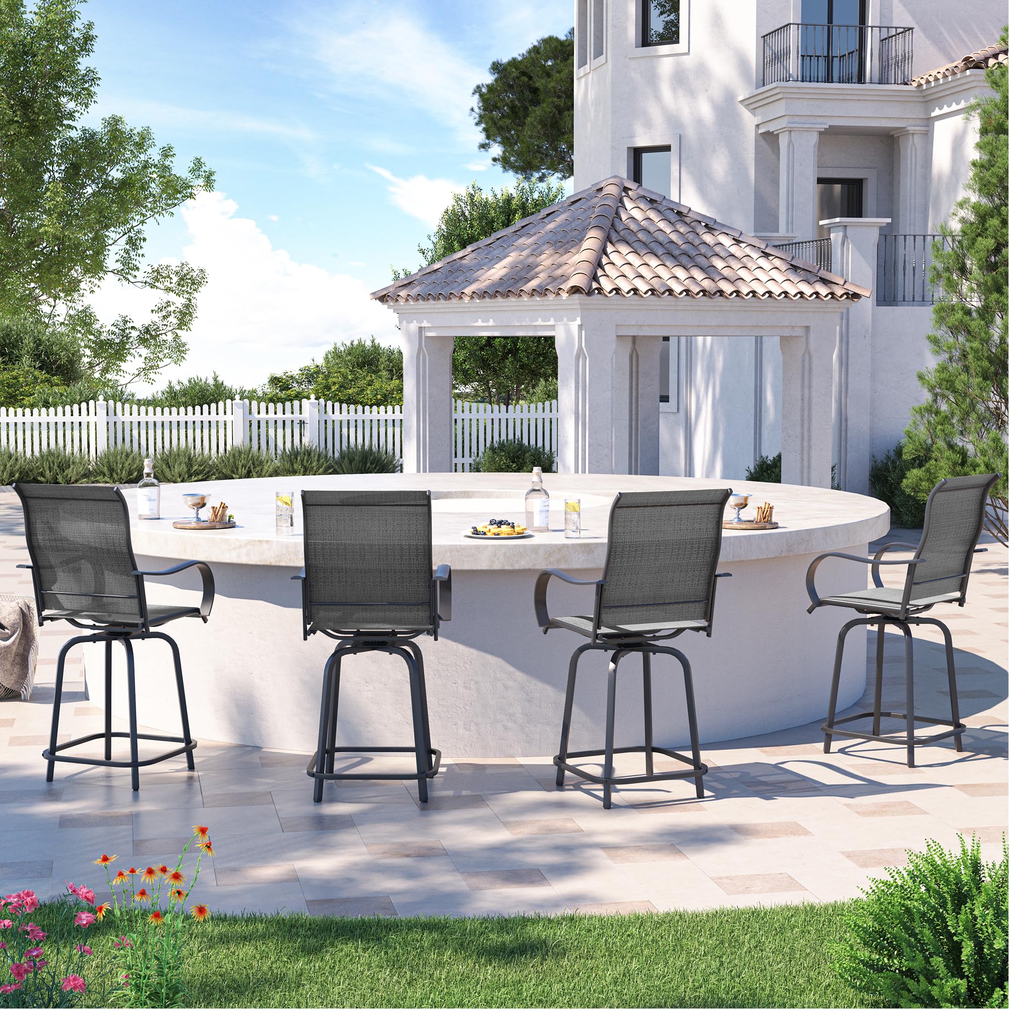 Patio Swivel Bar Stools Set of 3