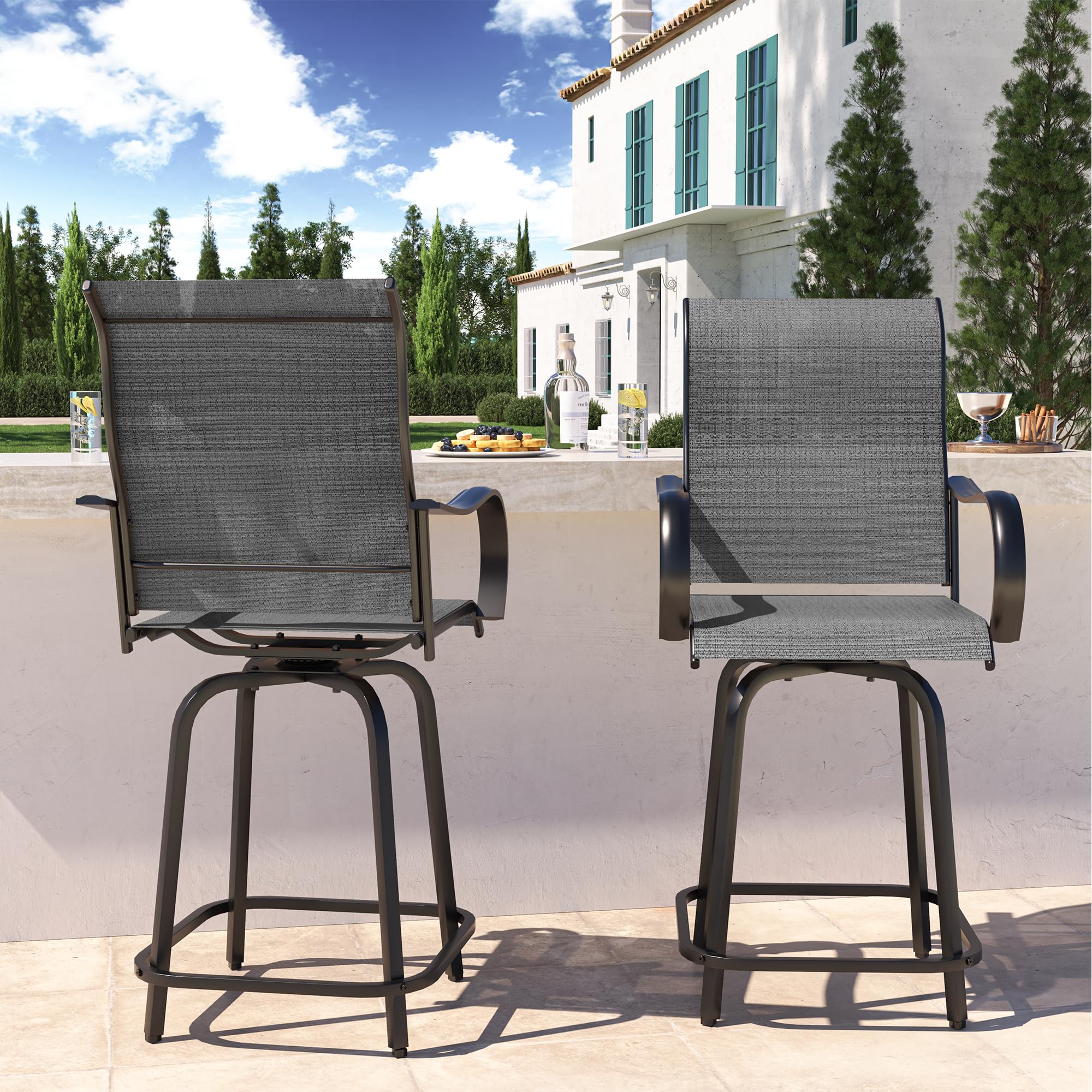 Patio Swivel Bar Stools Set of 3