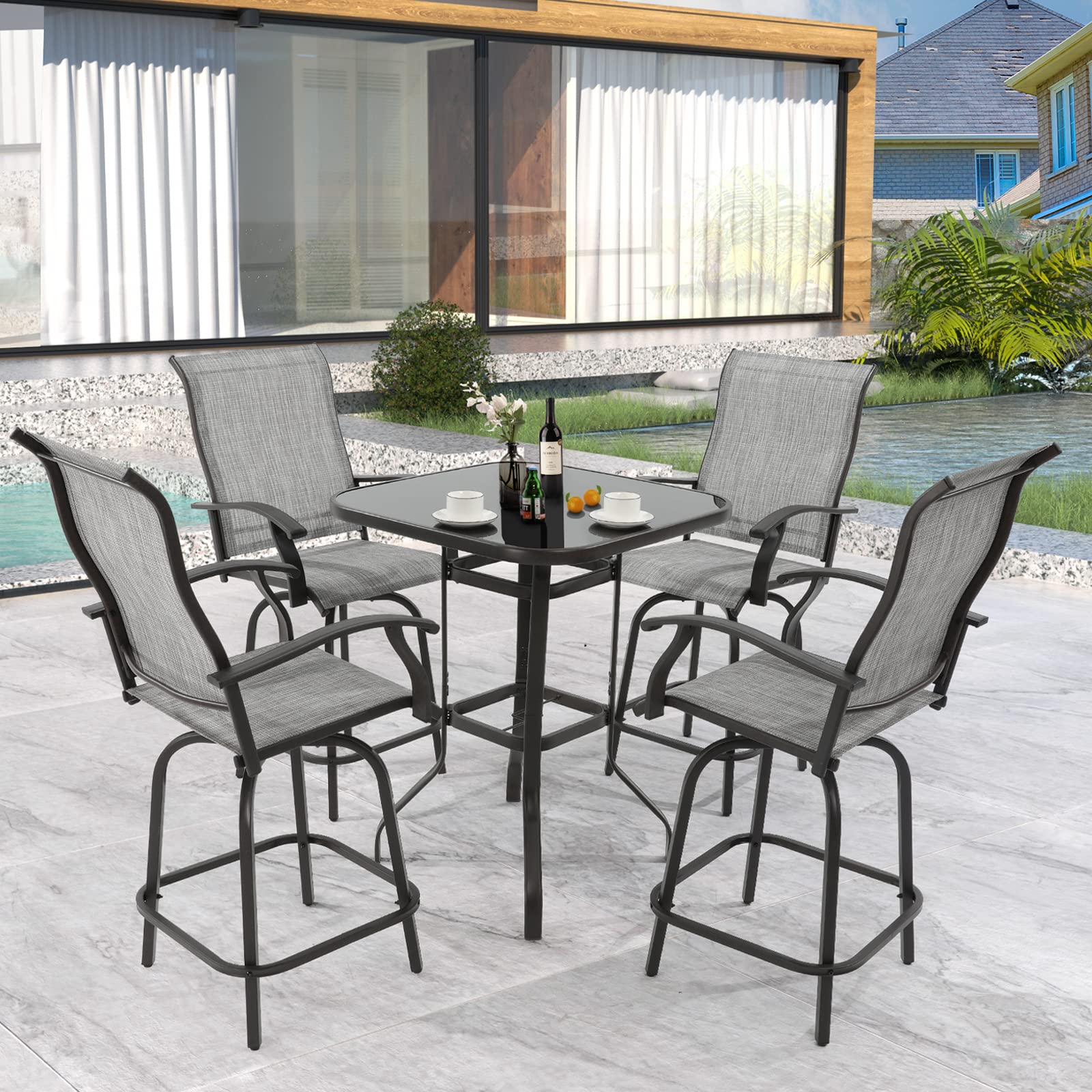 Patio Swivel Bar Stools Set of 3