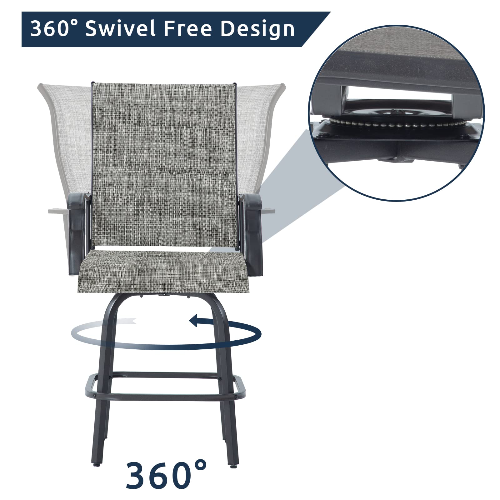 Patio Swivel Bar Stools Set of 3