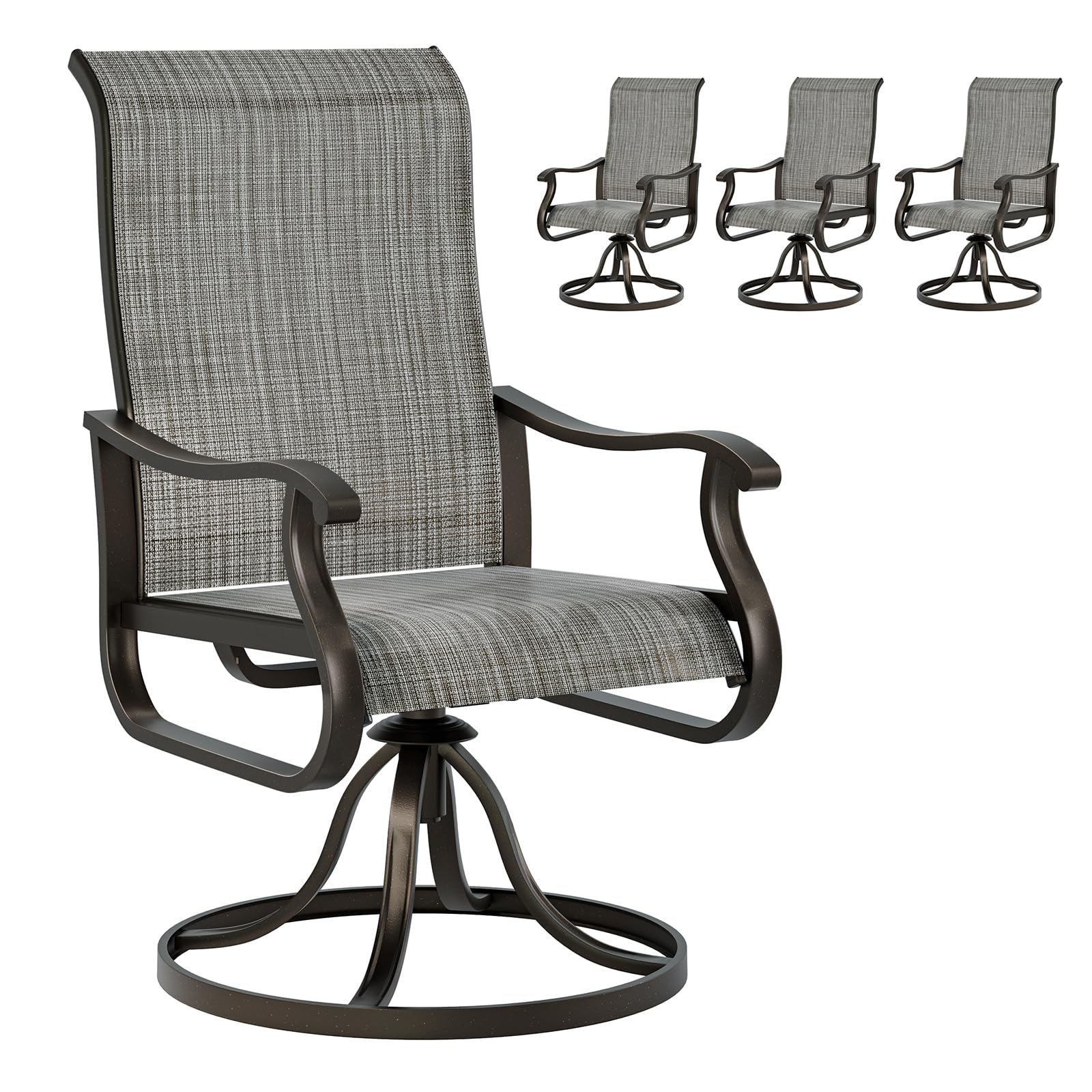 Patio Swivel Dining Chairs Set of 2, Outdoor Dining Chairs High Back