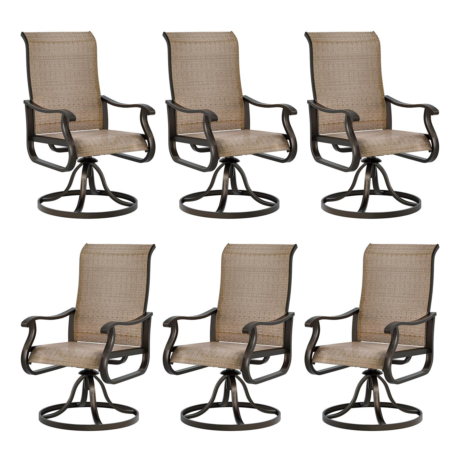 Patio Swivel Dining Chairs Set of 2, Outdoor Dining Chairs High Back