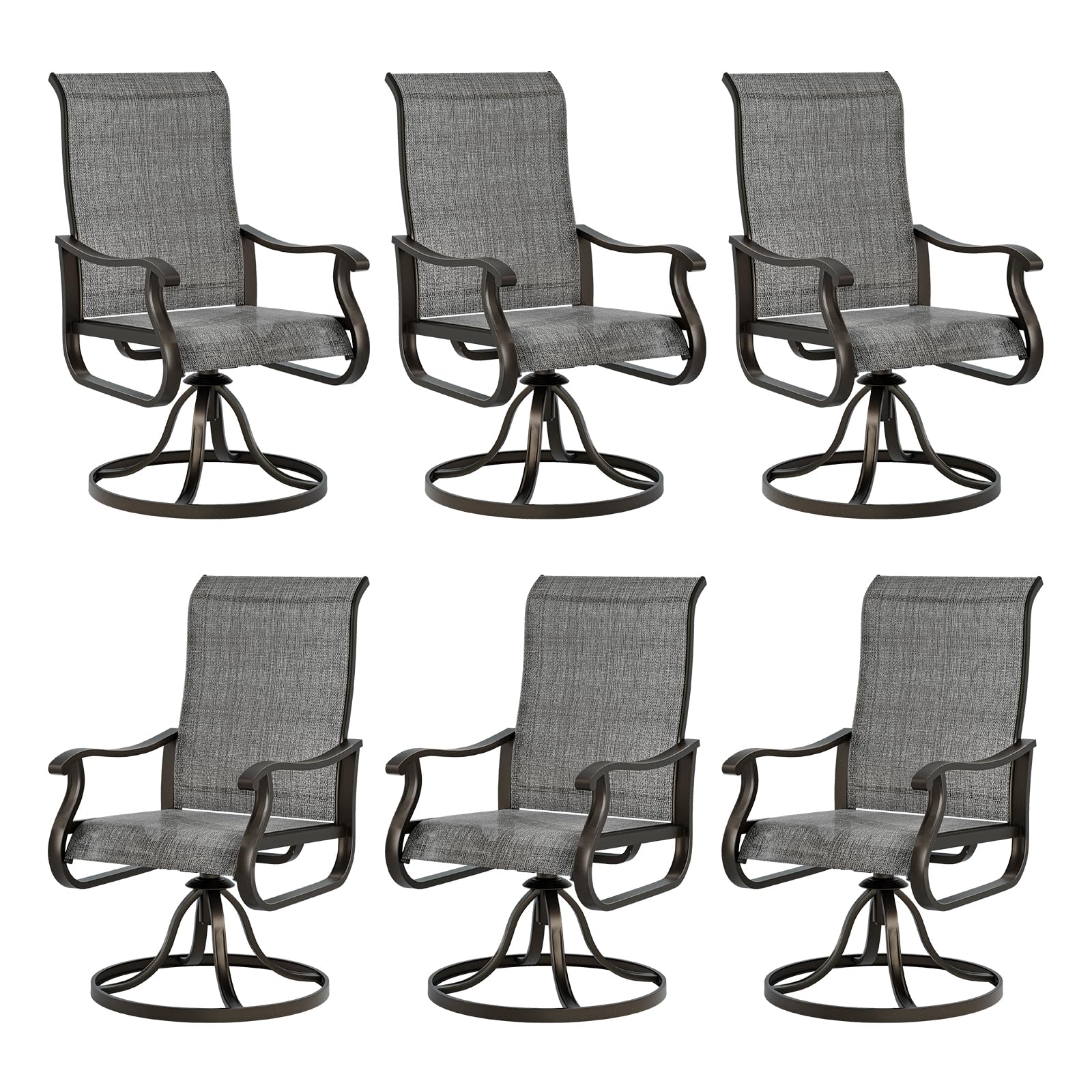 Patio Swivel Dining Chairs Set of 2, Outdoor Dining Chairs High Back