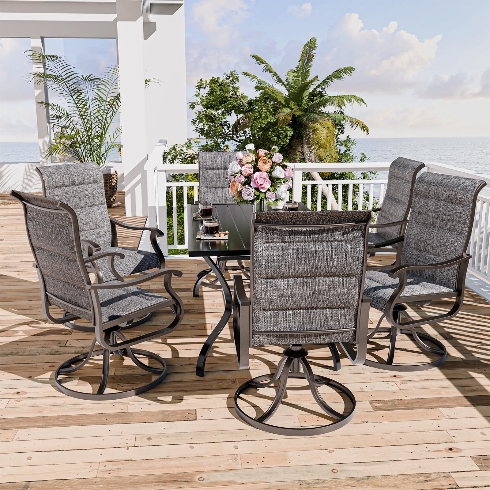 Patio Swivel Dining Chairs Set of 2, Outdoor Dining Chairs High Back