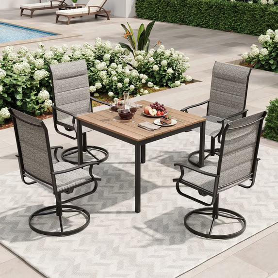 UDPATIO Outdoor Dining Chairs Set of 4, All Weather Swivel Patio Chairs, Outdoor Furniture for Backyard Deck, Light Grey
