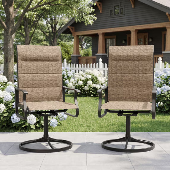 UDPATIO Outdoor Dining Chairs Set of 2, All Weather Swivel Patio Chairs, Outdoor Furniture for Backyard Deck, Khaki