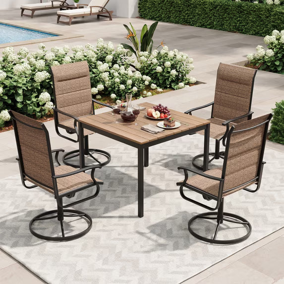 UDPATIO Outdoor Dining Chairs Set of 4, All Weather Swivel Patio Chairs, Outdoor Furniture for Backyard Deck, Khaki