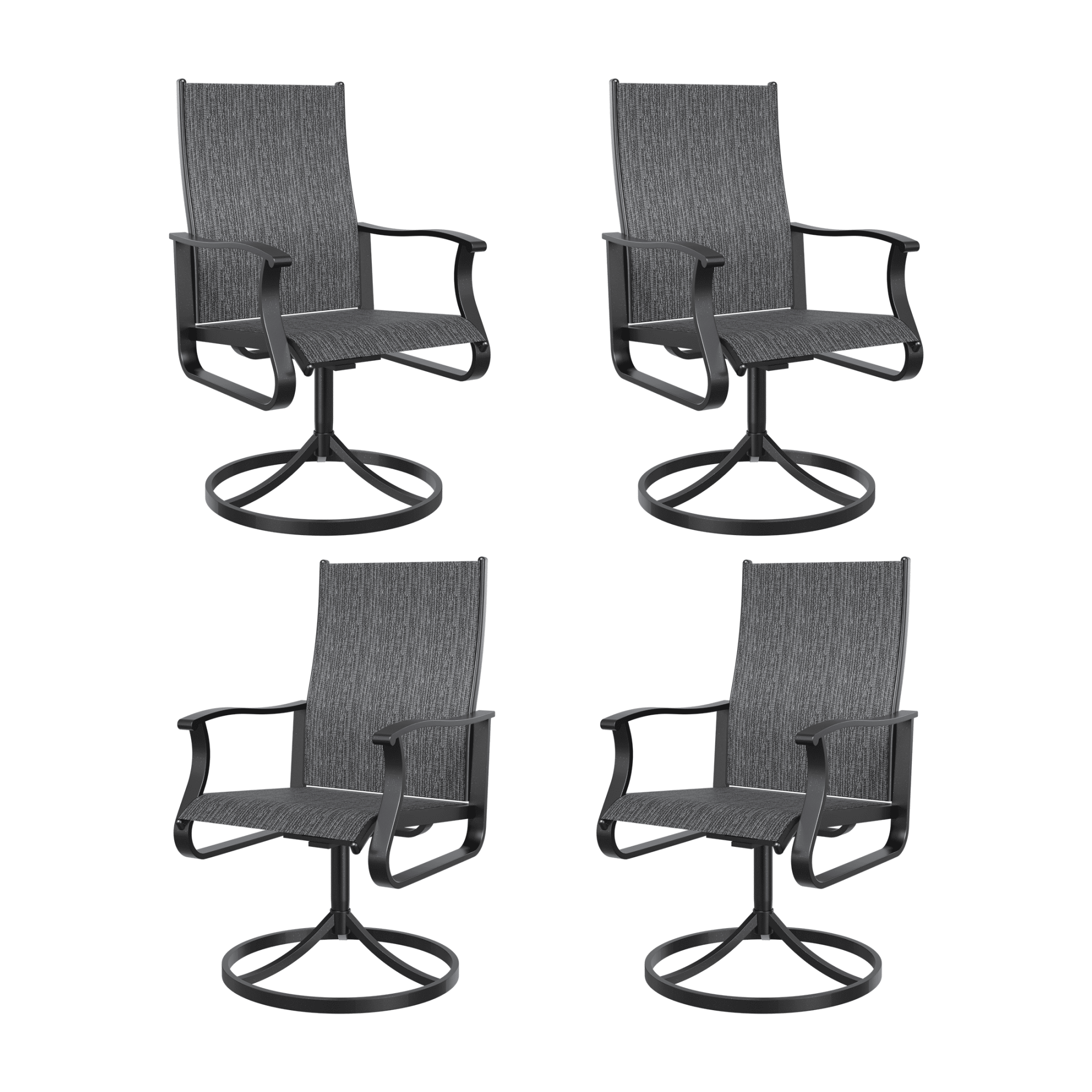 UDPATIO Low Back Outdoor Dining Chair Set of 4, 360°Swivel Patio Chair Outside for Lawn Garden Backyard Deck, Light Grey