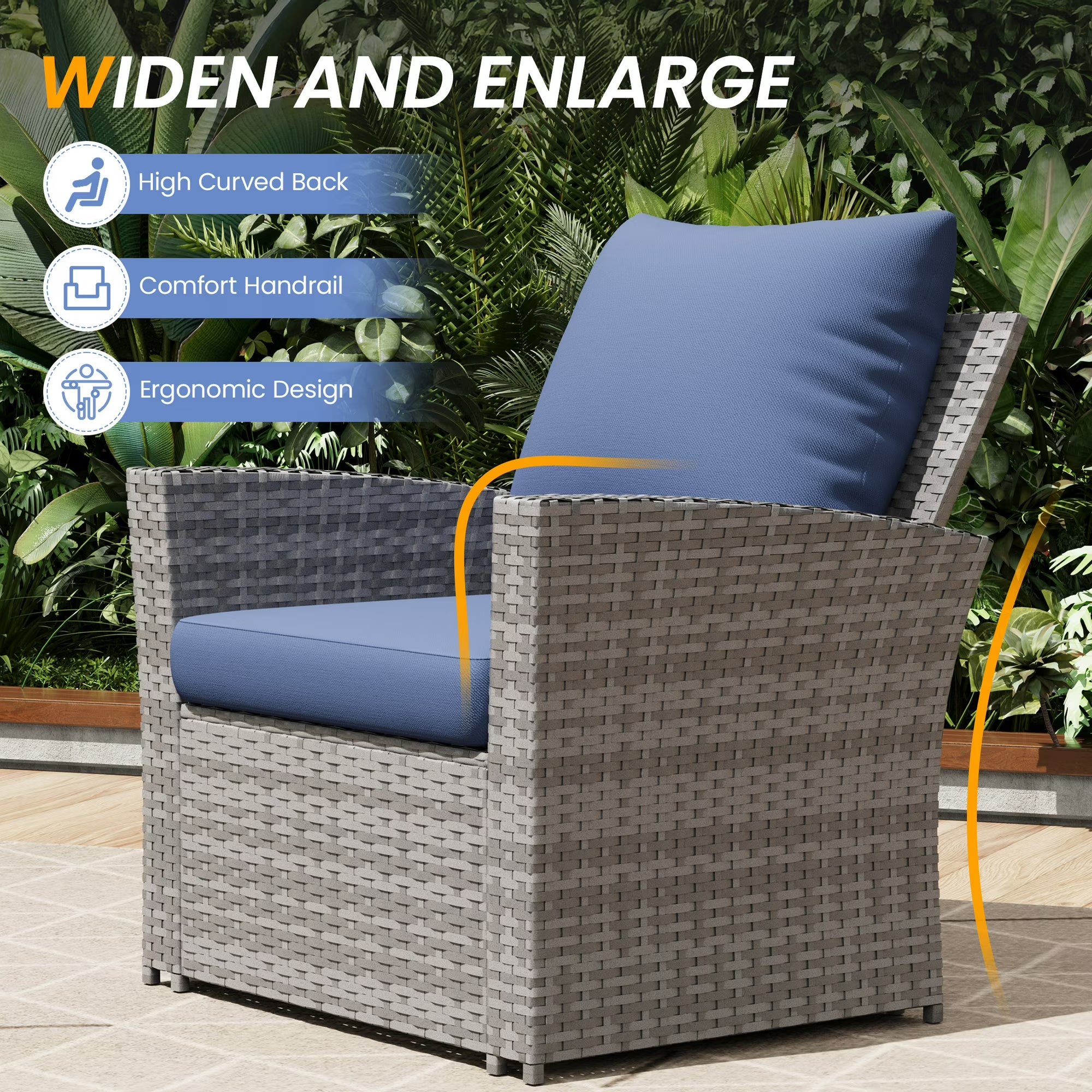 UDPATIO Wicker Patio Furniture Set, 4 Piece Outdoor Sectional Conversation Sets, Gray PE Rattan Patio Sofa Set for Balcony, Porch, Backyard,