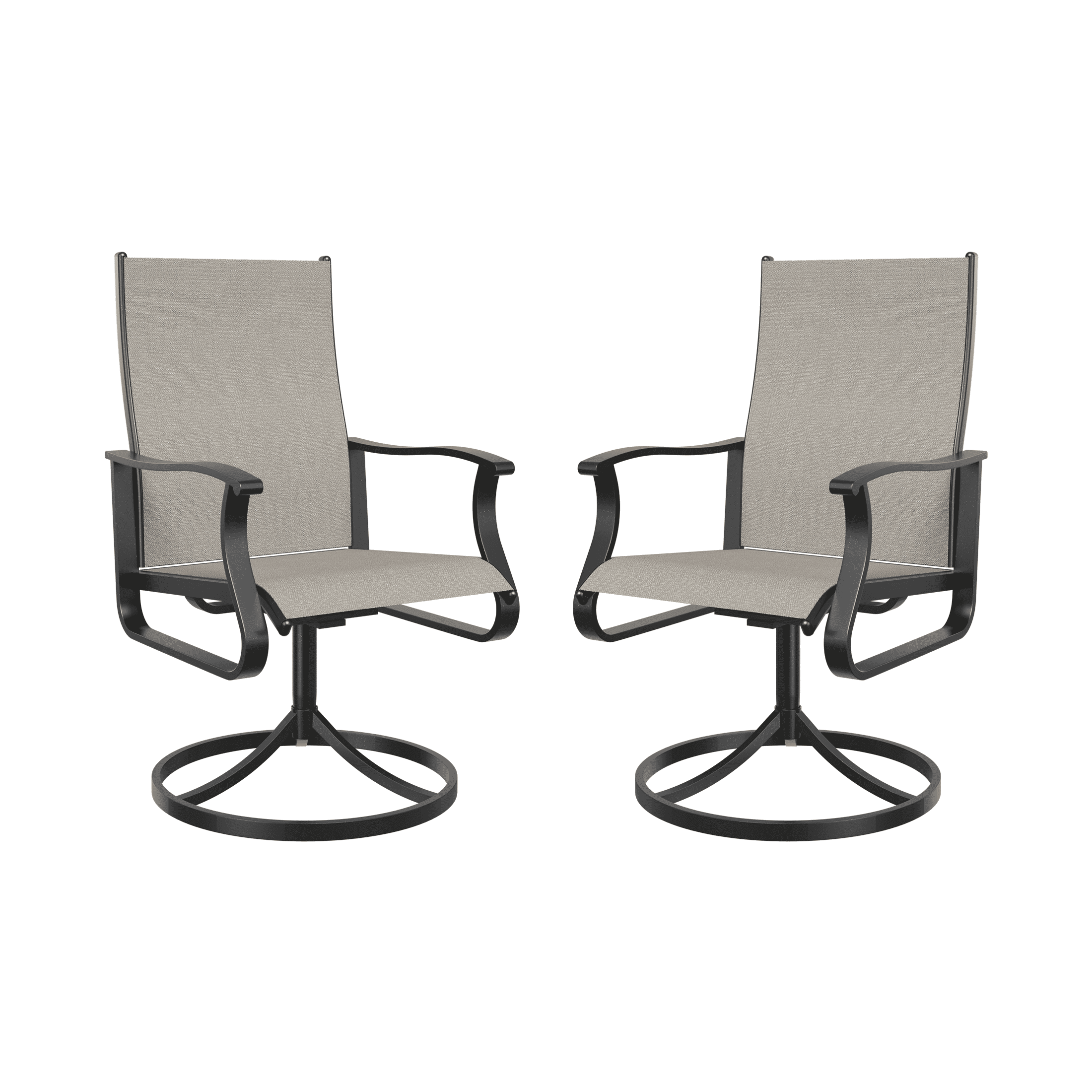 UDPATIO Low Back Outdoor Dining Chair Set of 2, 360¡ã Swivel Patio Chair Outside for Lawn Garden Backyard Deck, Beige