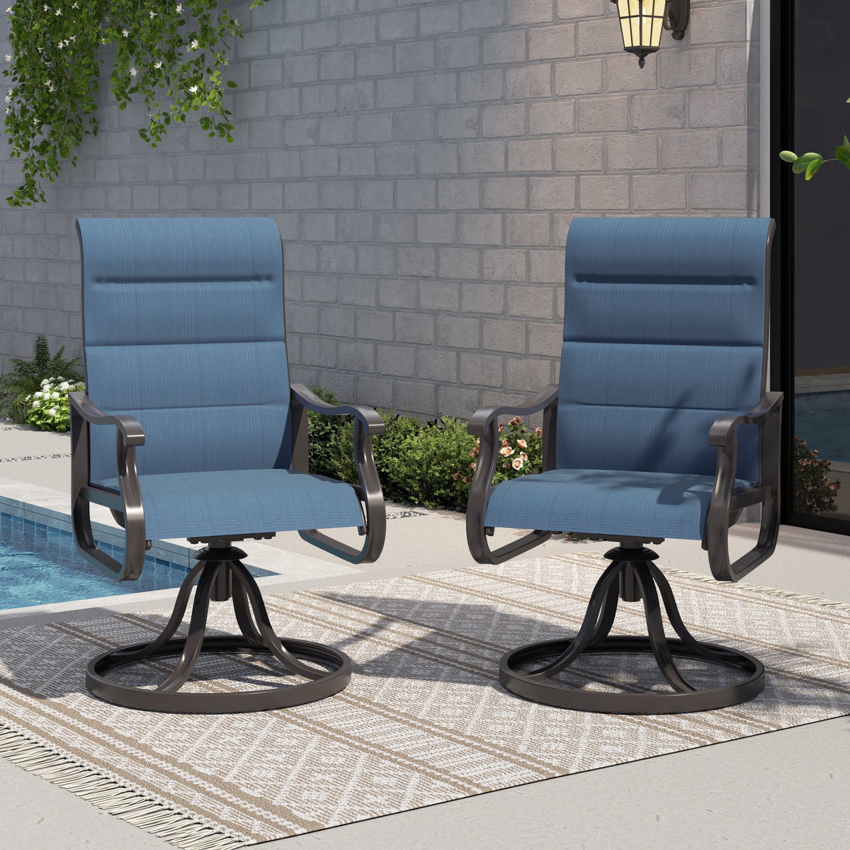 UDPATIO High Back Outdoor Dining Chairs (Set of 2), All Weather Swivel