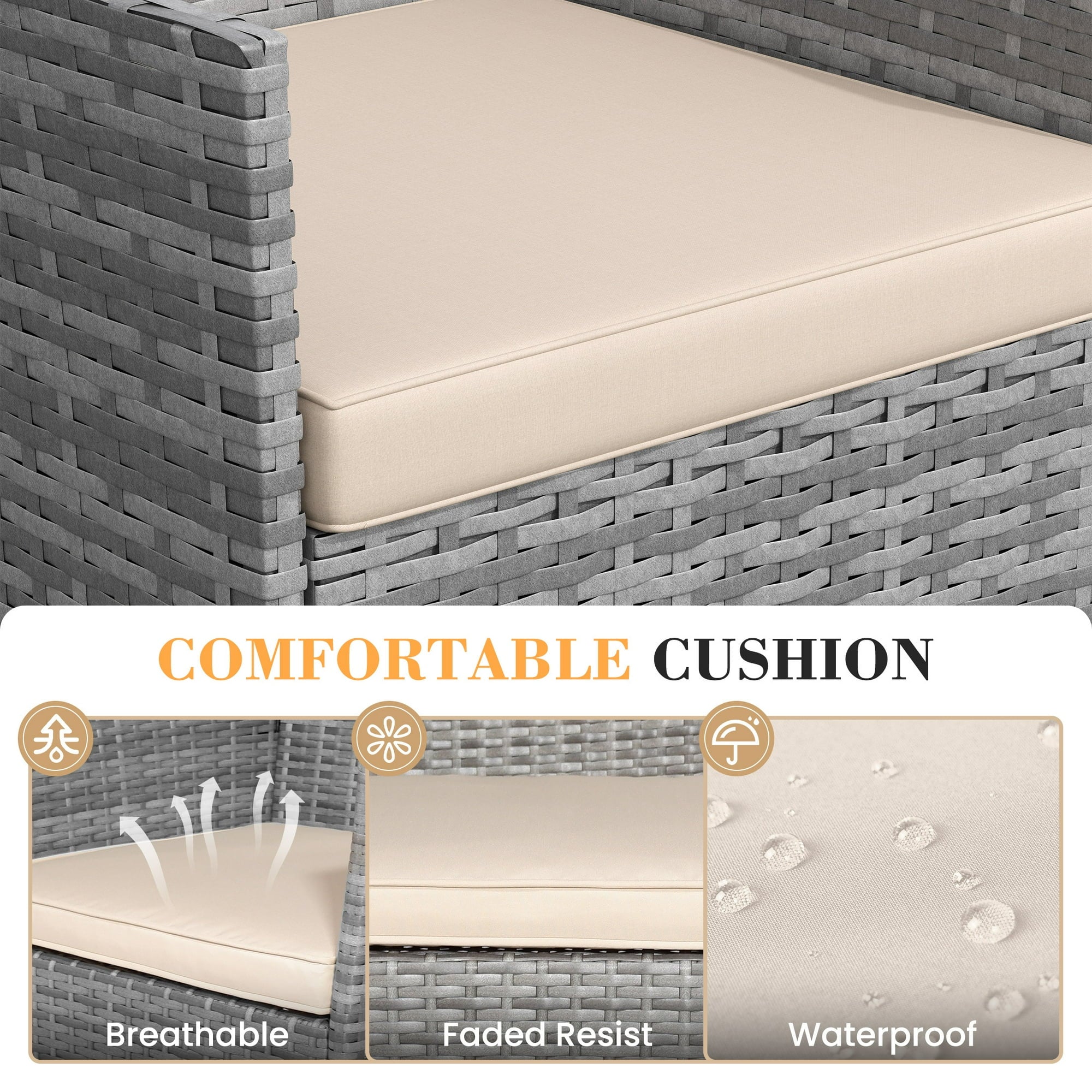 UDPATIO Furniture Set 3 Pieces Patio Rattan Wicker Chairs,Patio Porch Outdoor Furniture Set with Chairs,BE