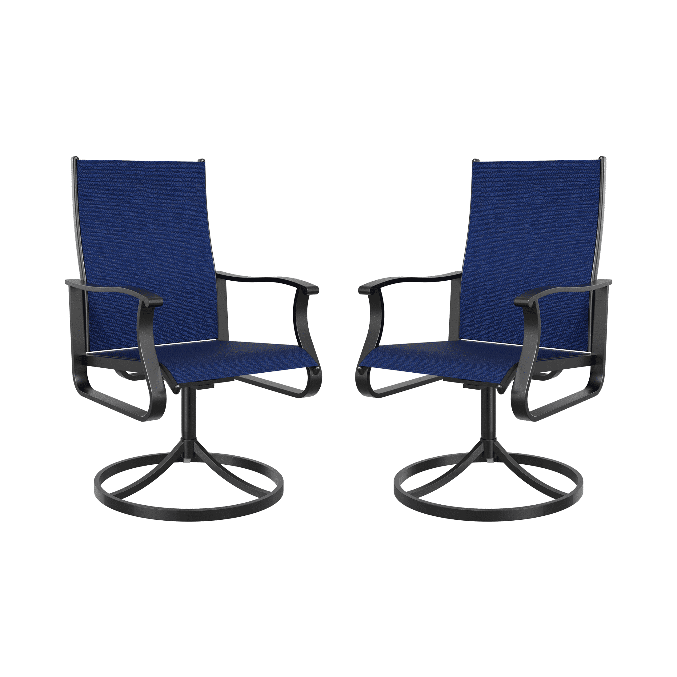 UDPATIO Low Back Outdoor Dining Chair Set of 2, 360¡ãSwivel Patio Chair Outside for Lawn Garden Backyard Deck, Navy Blue
