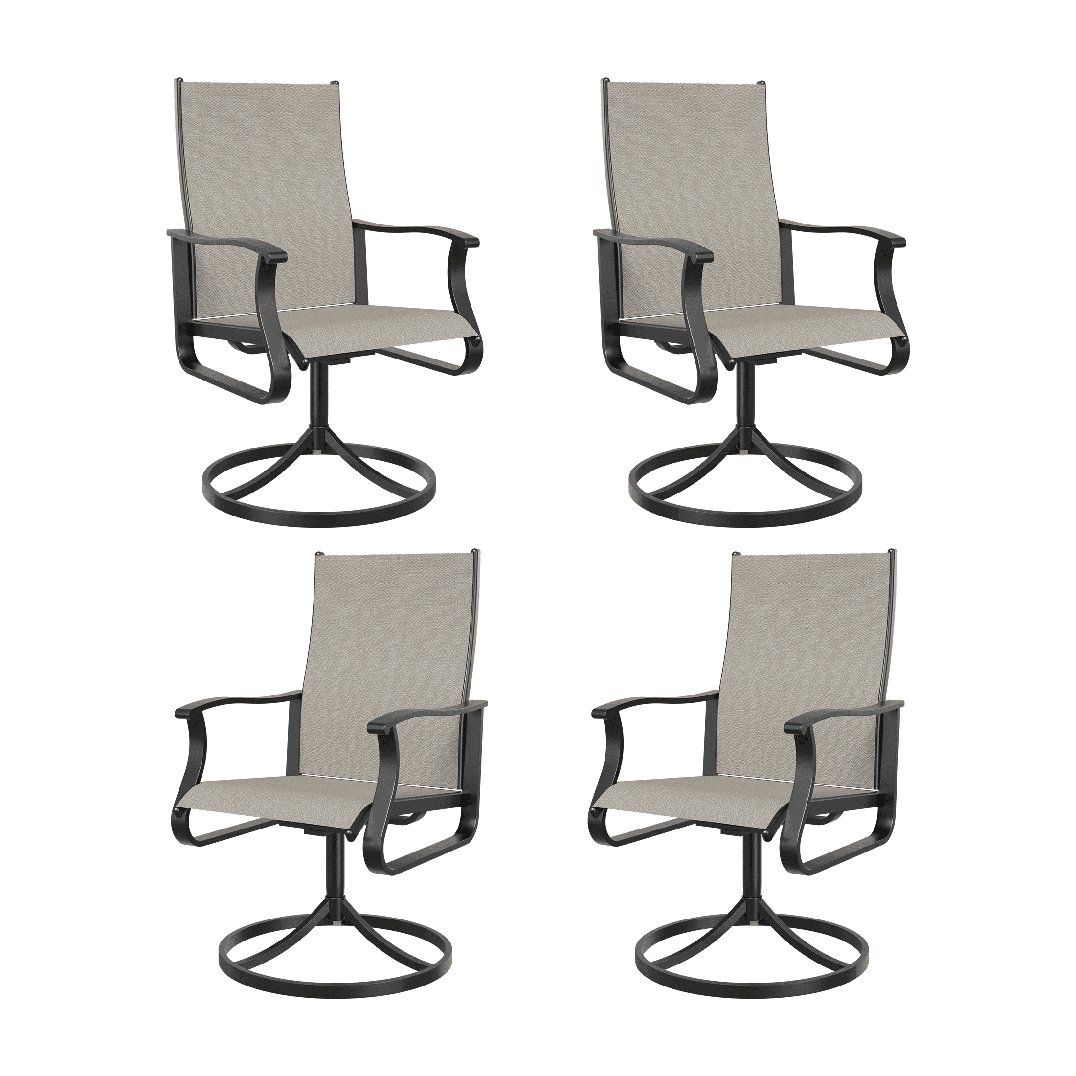 UDPATIO Low Back Outdoor Dining Chair Set of 4, 360¡ã Swivel Patio Chair Outside for Lawn Garden Backyard Deck, Beige