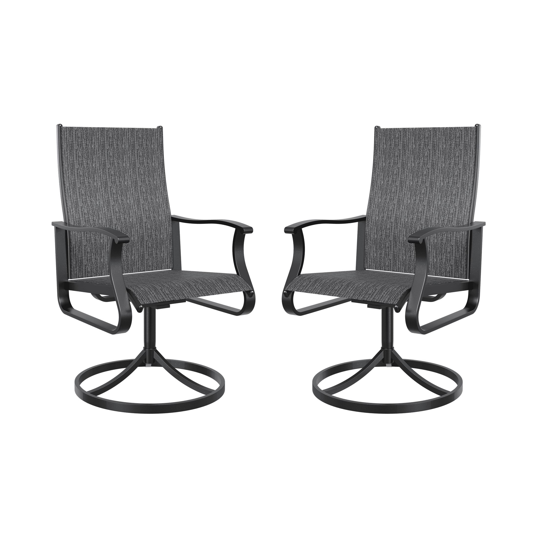 UDPATIO Low Back Outdoor Dining Chair Set of 2, 360¡ãSwivel Patio Chair Outside for Lawn Garden Backyard Deck, Light Grey