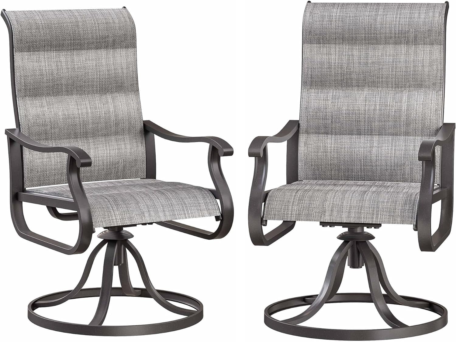UDPATIO Outdoor Dining Chairs Set of 2, All Weather Swivel Patio Chairs, Outdoor Furniture for Backyard Deck, Light Gray