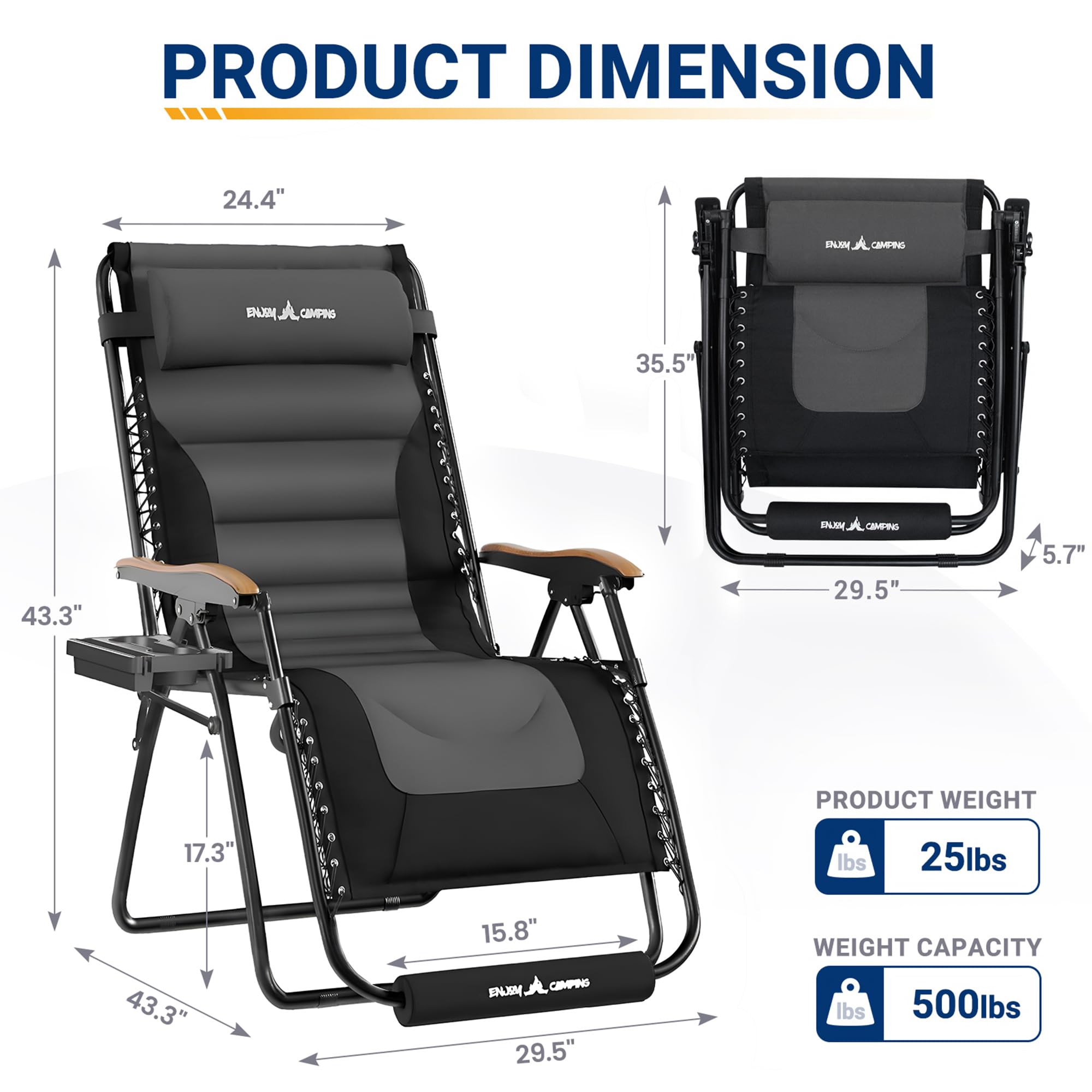 UDPATIO Oversized Zero Gravity Chair Patio Lounger for Ultimate Outdoor