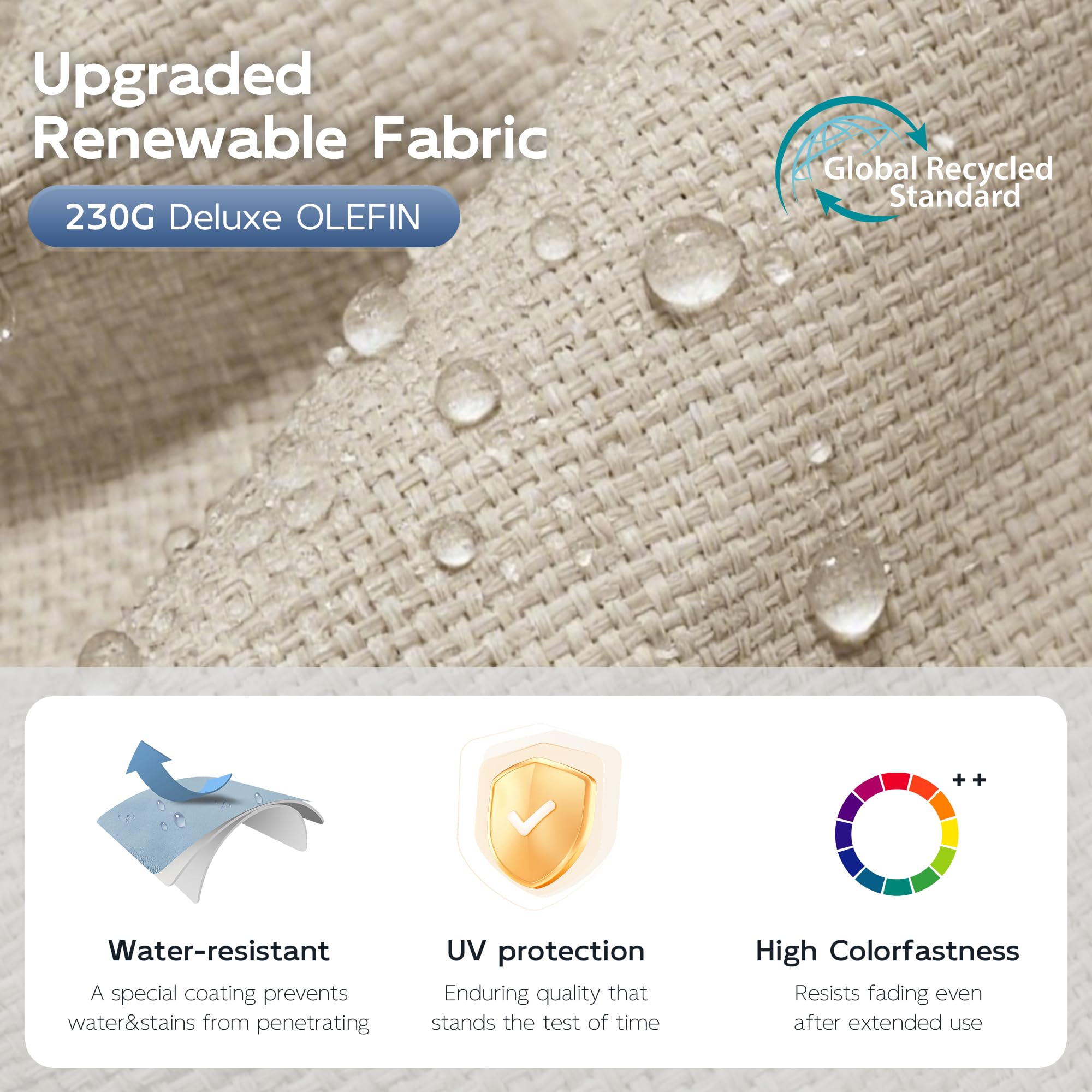 UDPATIO Aluminum Outdoor Patio Furniture Set with Coffee Table, 4-Piece Modern Patio Sectional Furniture Set, PE Rope Patiio Conversation Set with Thickend Cushions, for Porch/Backyard/Deck, Beige