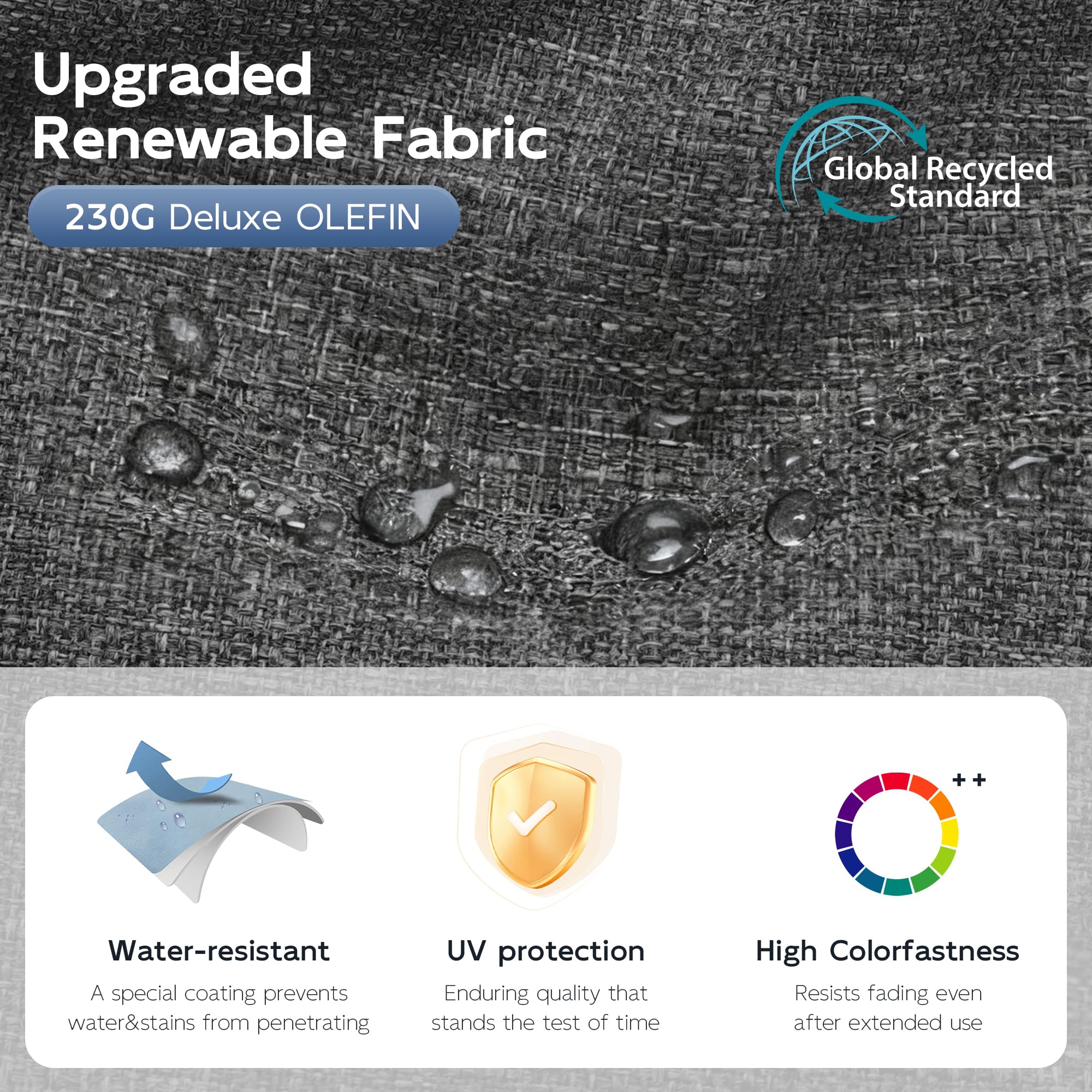 UDPATIO Aluminum Outdoor Patio Furniture Set with Coffee Table, 4-Piece Modern Patio Sectional furniture set, PE Rope Patiio Conversation Set with Thickend Cushions, for Porch/Backyard/Deck, Dark Grey