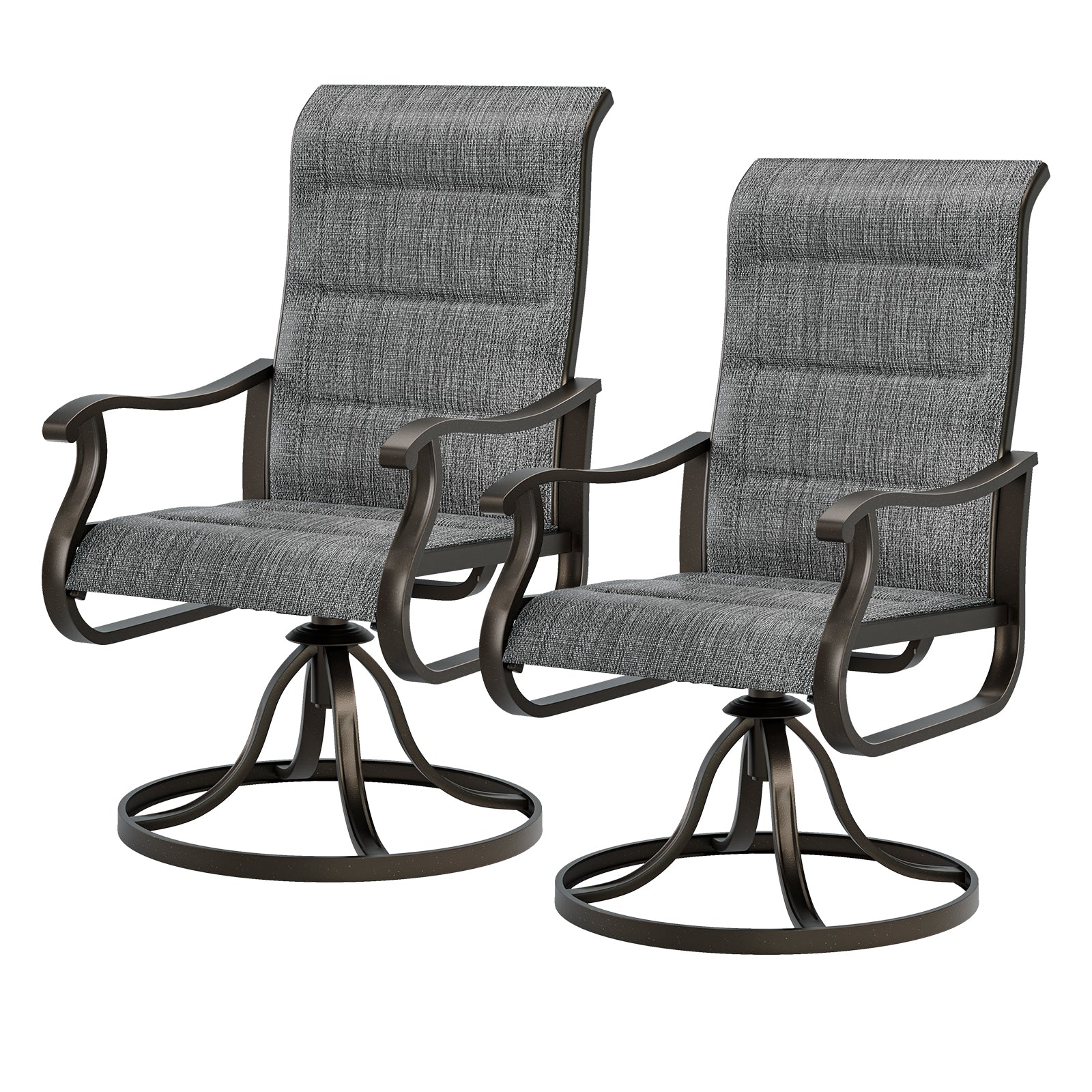 UDPATIO Patio Swivel Chairs Set of 2,Padded Outdoor Dining Chairs,Dark Grey